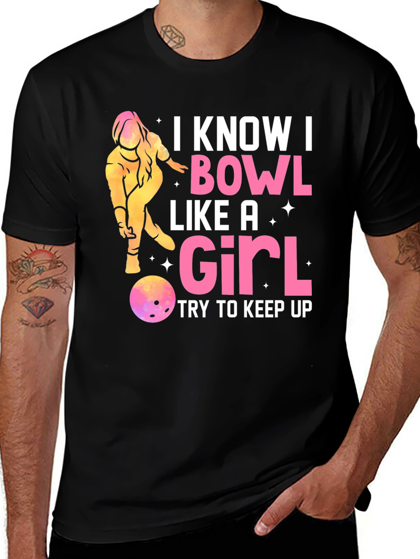Variant 9 of I Bowl Like a Girl T-Shirt - Funny Bowling Tee