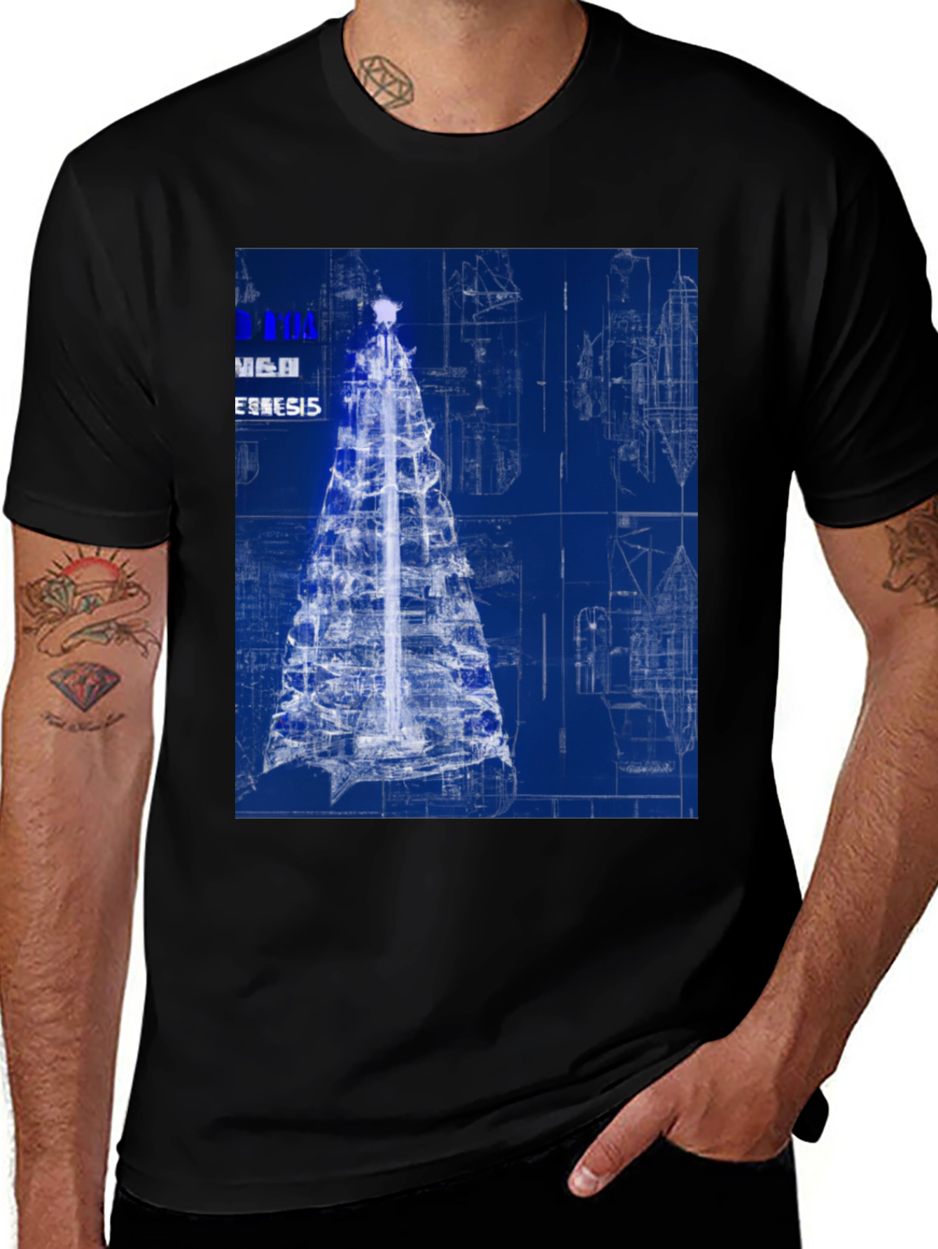 Variant 3 of Blueprint Christmas Tree Graphic Tee