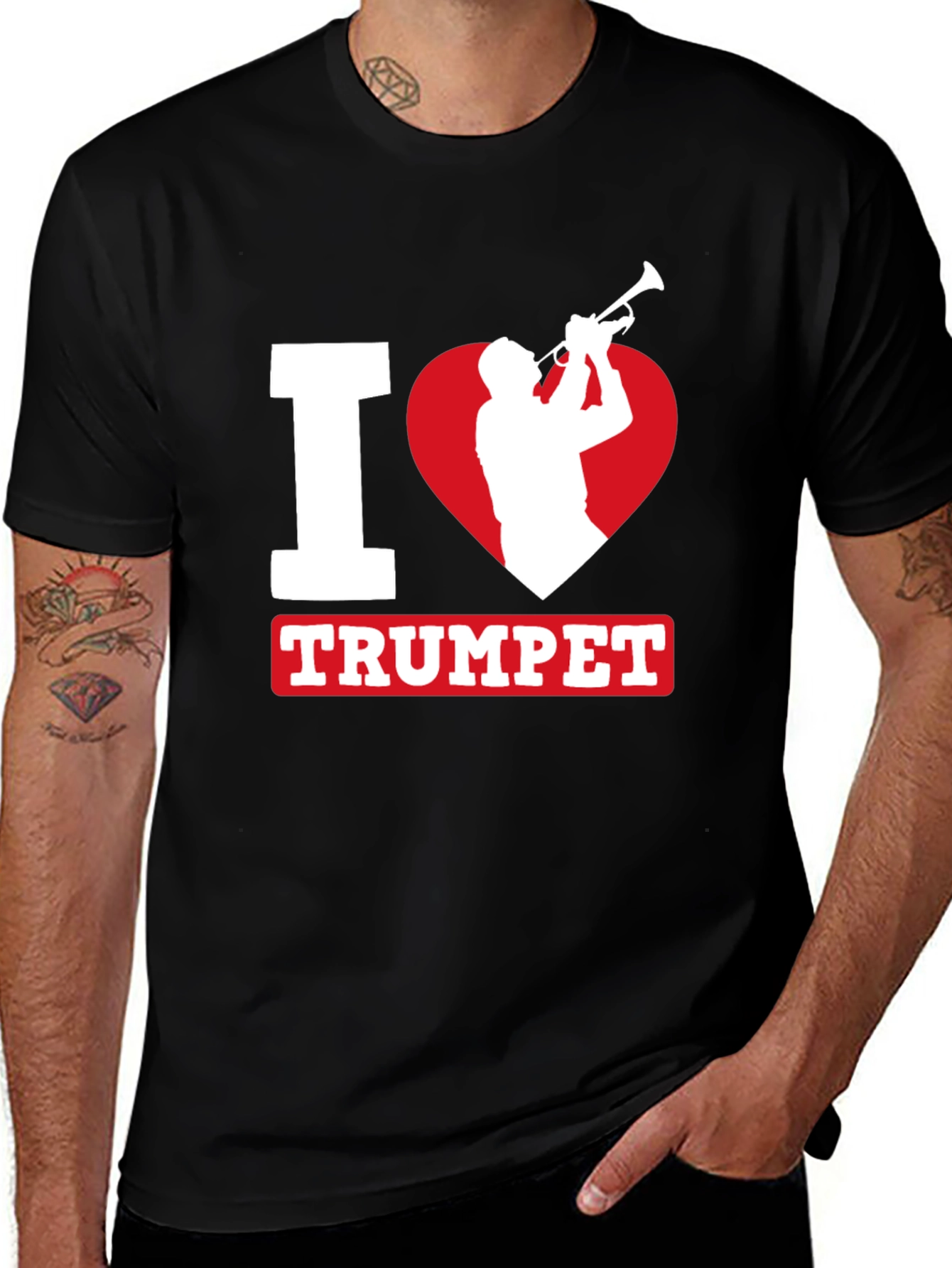 Variant 28 of I Heart Trumpet Graphic Tee - Musician T-Shirt