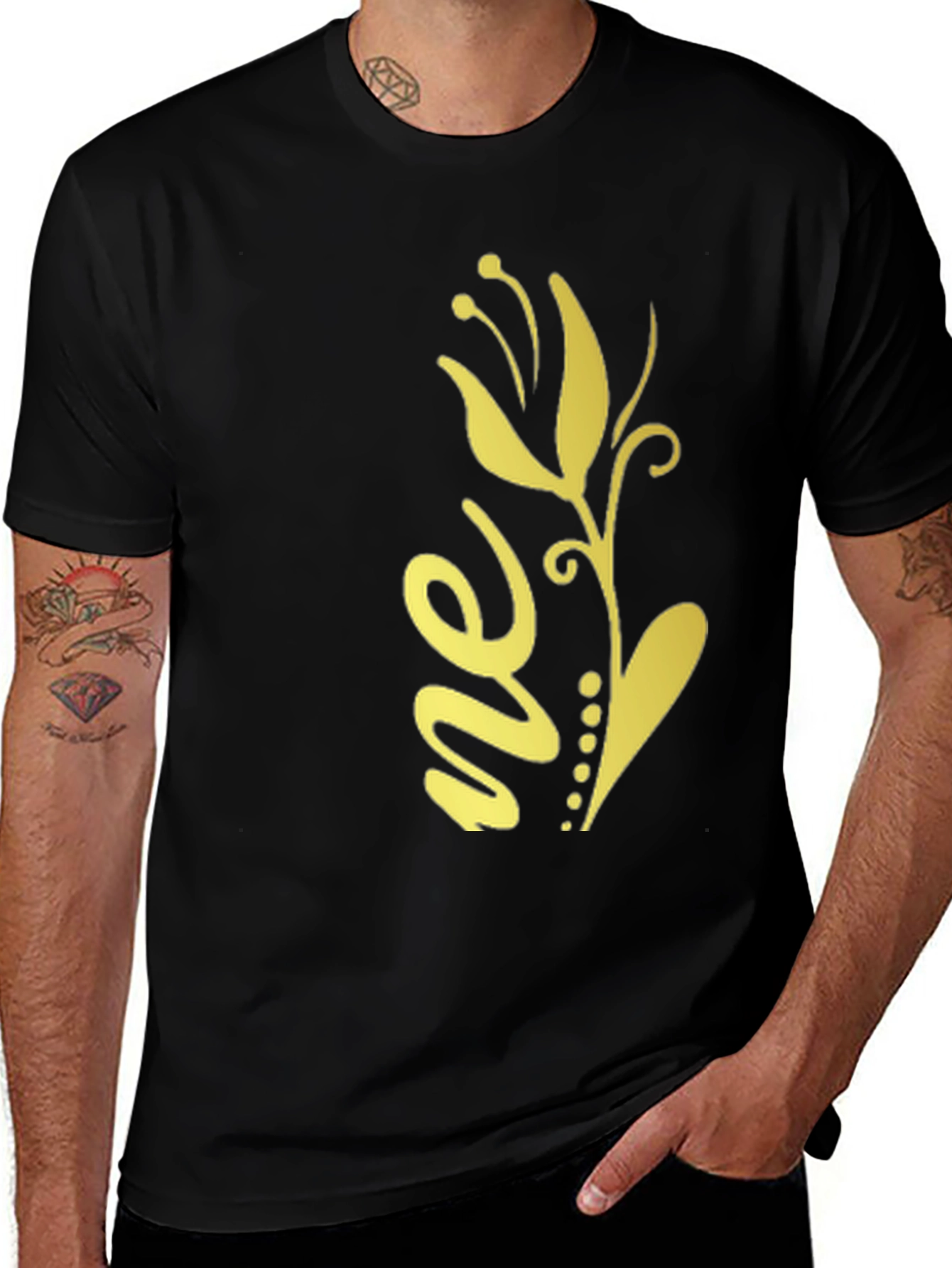 Variant 10 of Stylish Black Tee with Floral Design