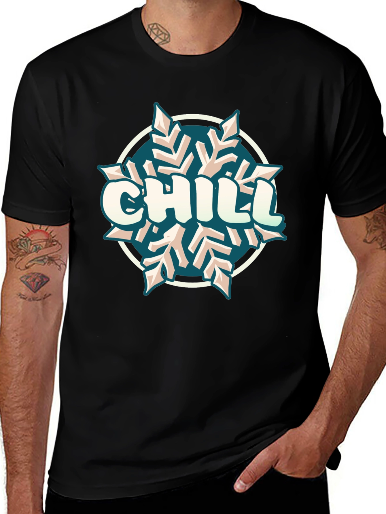 Variant 29 of Chill Snowflake Graphic Black T-Shirt
