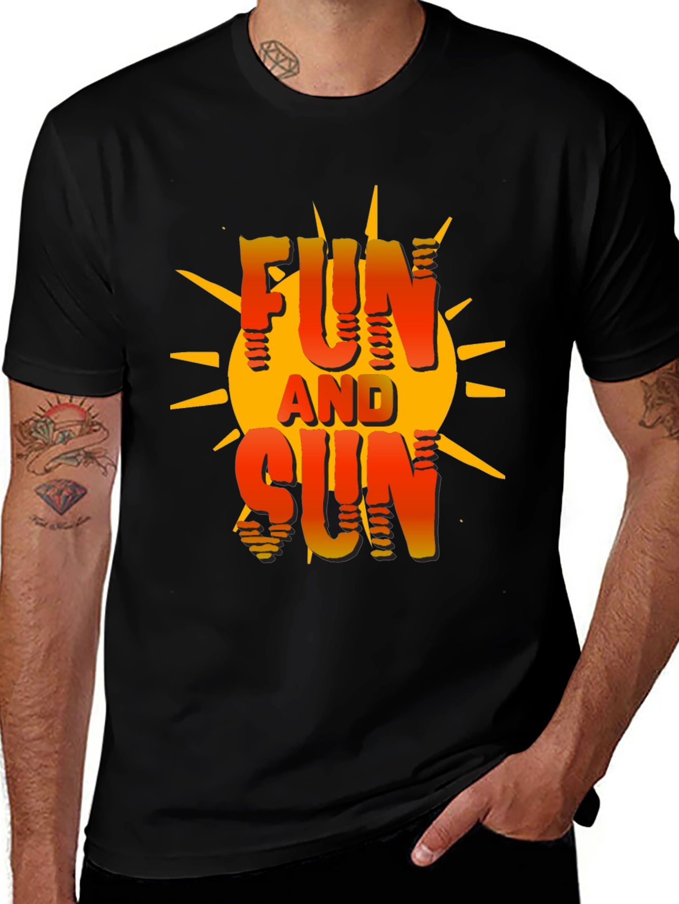 Variant 12 of Fun and Sun Graphic T-Shirt - Black Cotton Tee