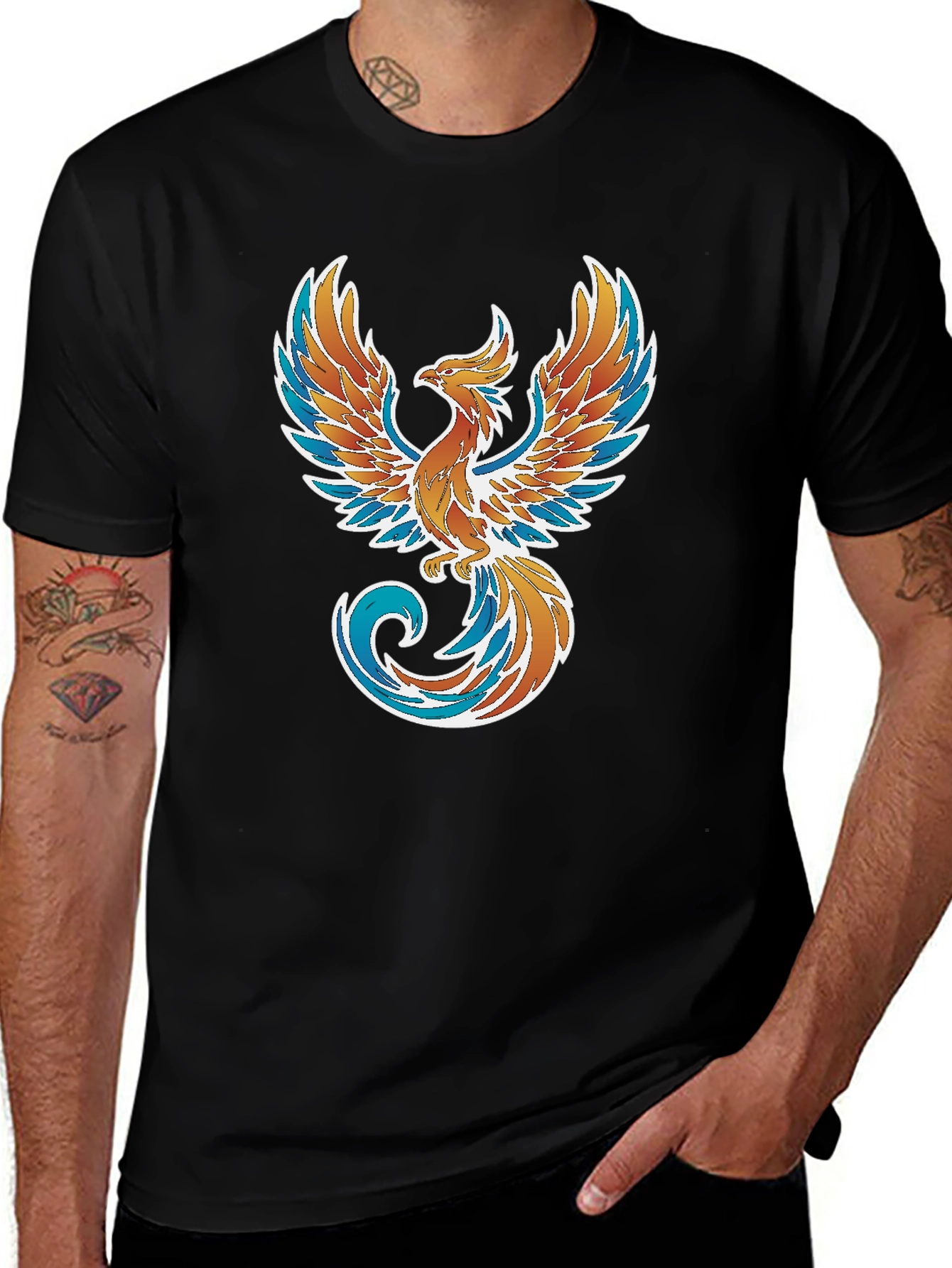 Variant 12 of Phoenix Graphic Print Men's Black T-Shirt
