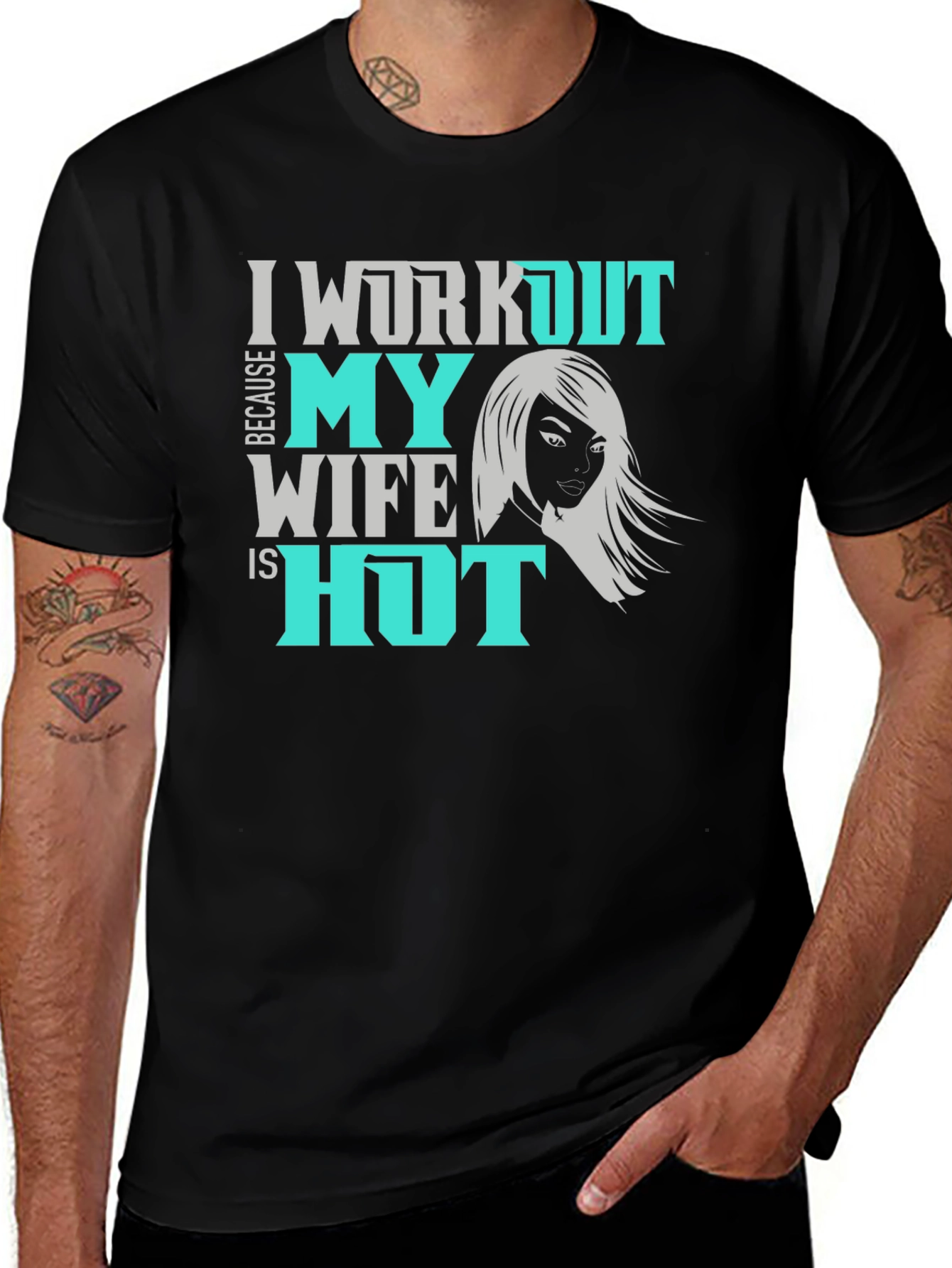 Variant 5 of I Workout Because My Wife Is Hot T-Shirt Funny Gift