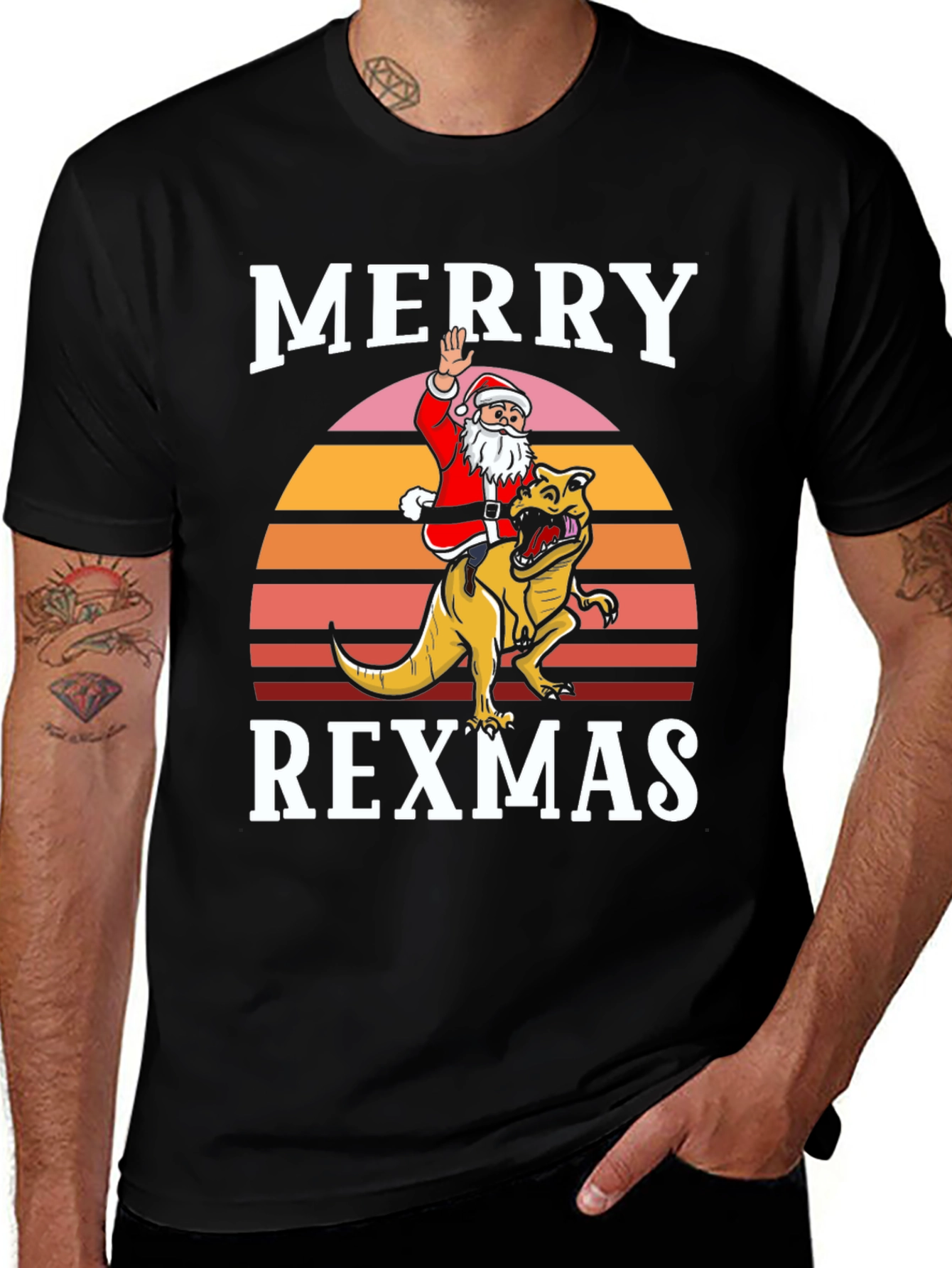 Merry Rexmas T-Shirt - Santa Riding Dinosaur