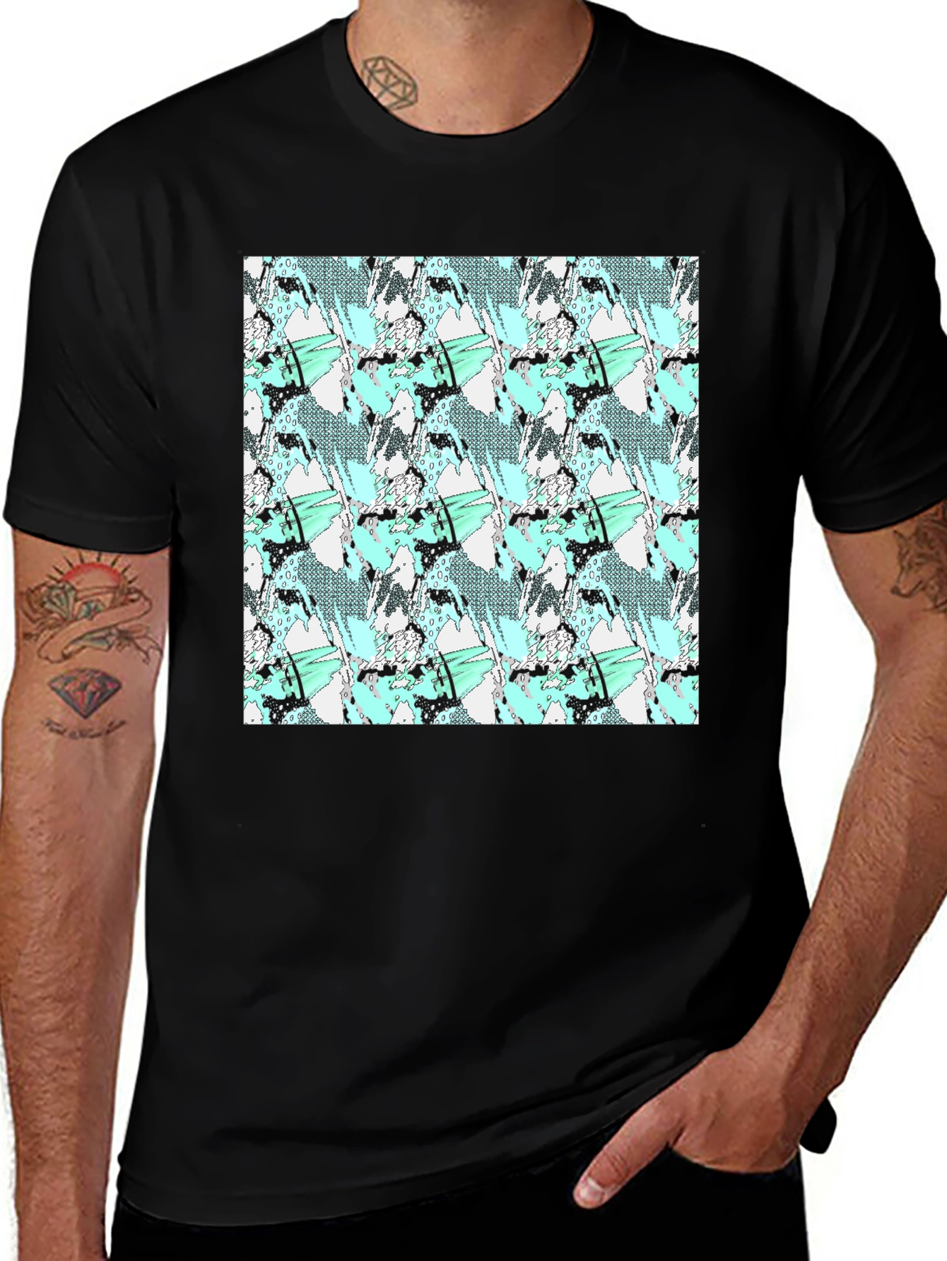 Variant 15 of Abstract Print Black Tee