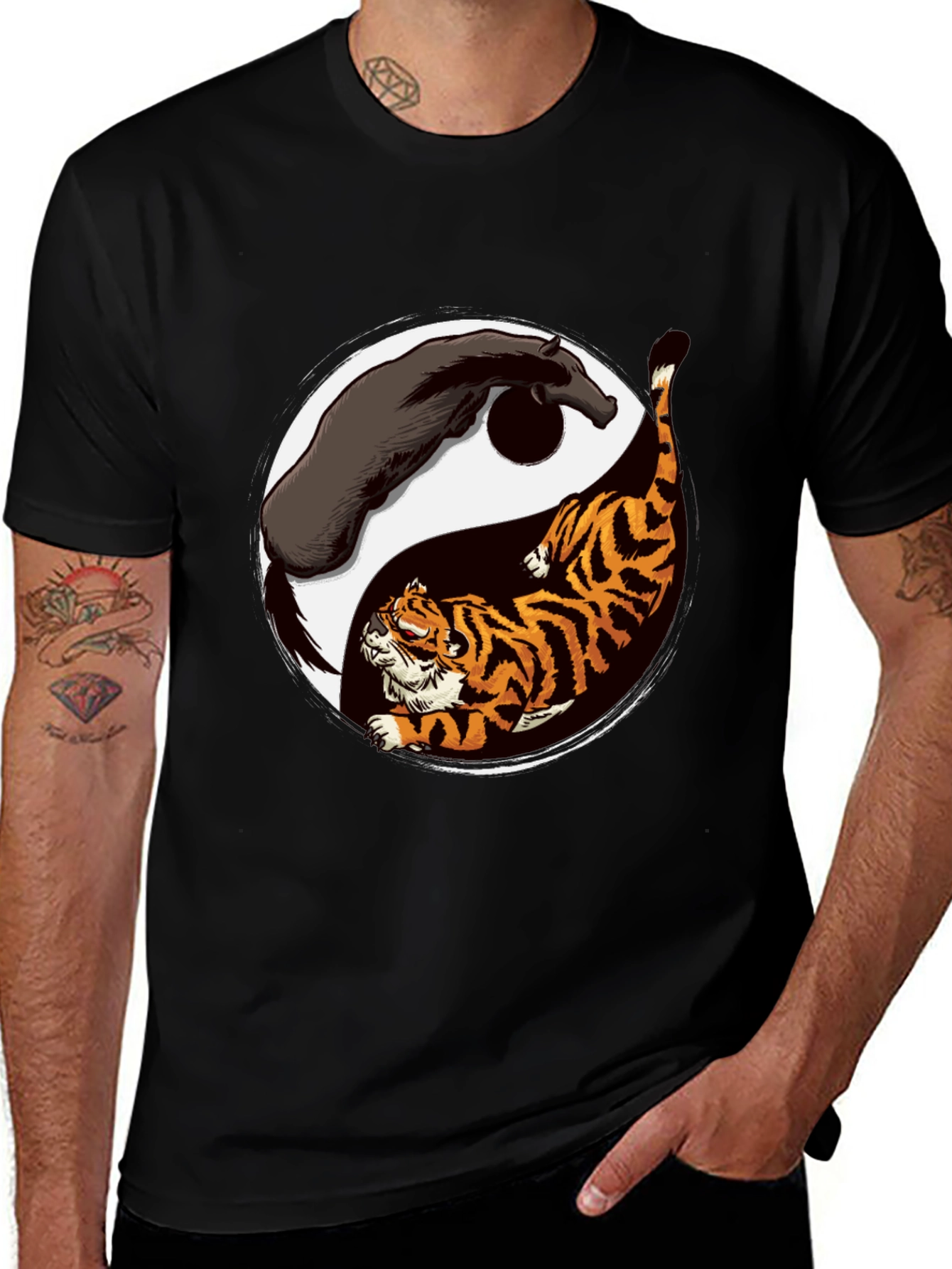 Variant 3 of Yin Yang Tiger & Horse Graphic T-Shirt