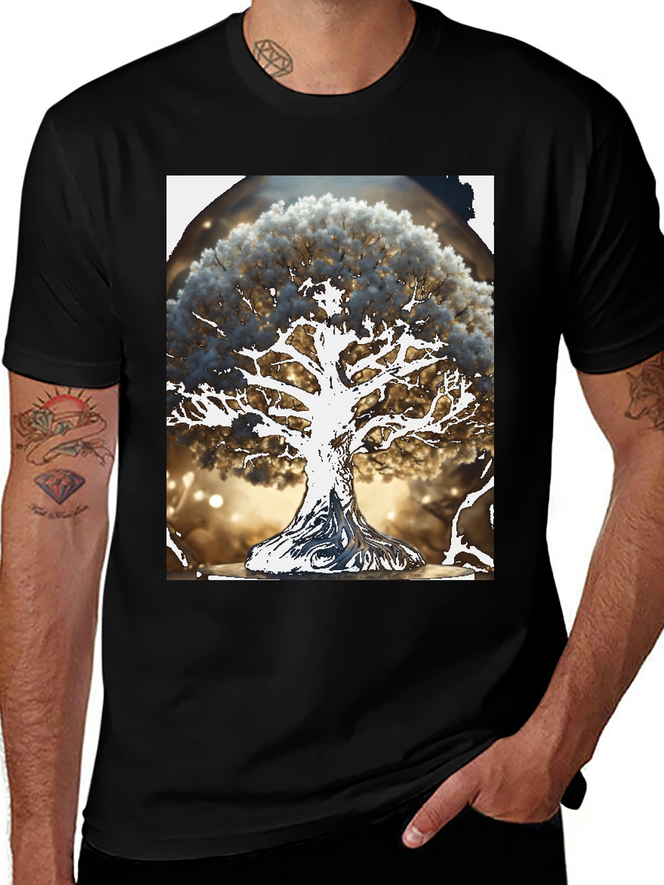 Black Tree of Life Graphic Tee - Unique Nature Design main image