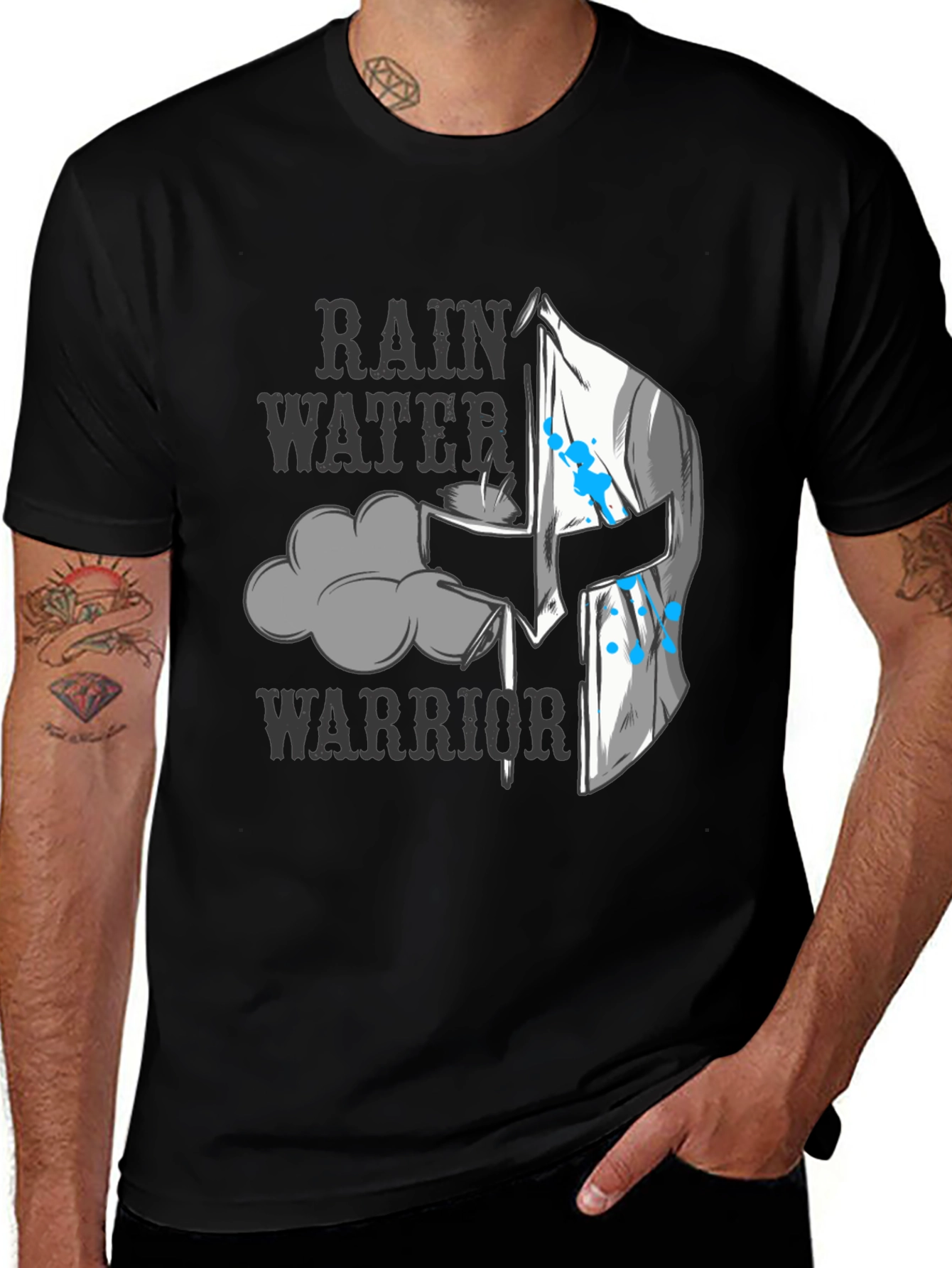 Variant 5 of Rain Water Warrior T-Shirt - Black Graphic Tee