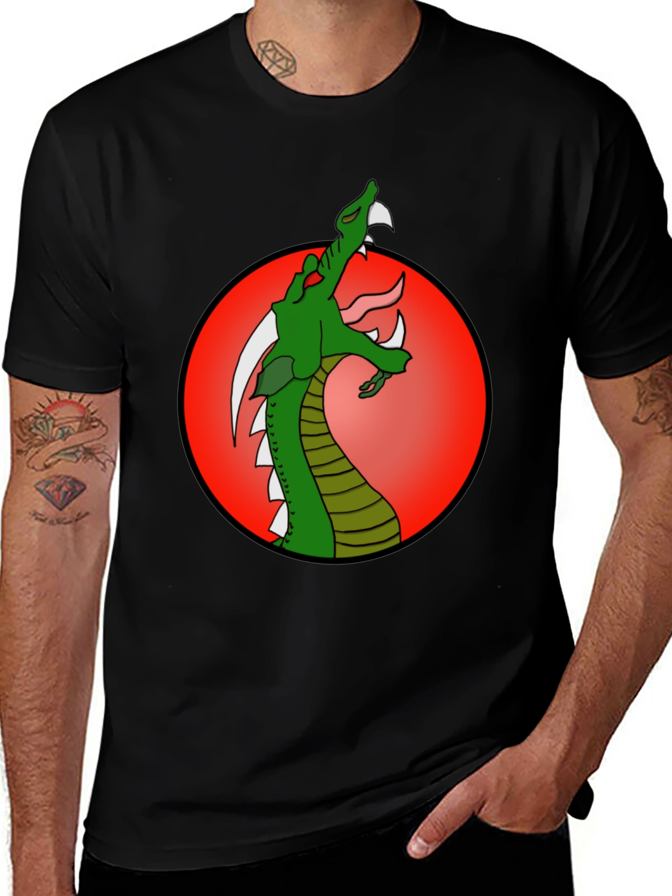 Variant 23 of Dragon Graphic Tee - Men's Black T-Shirt