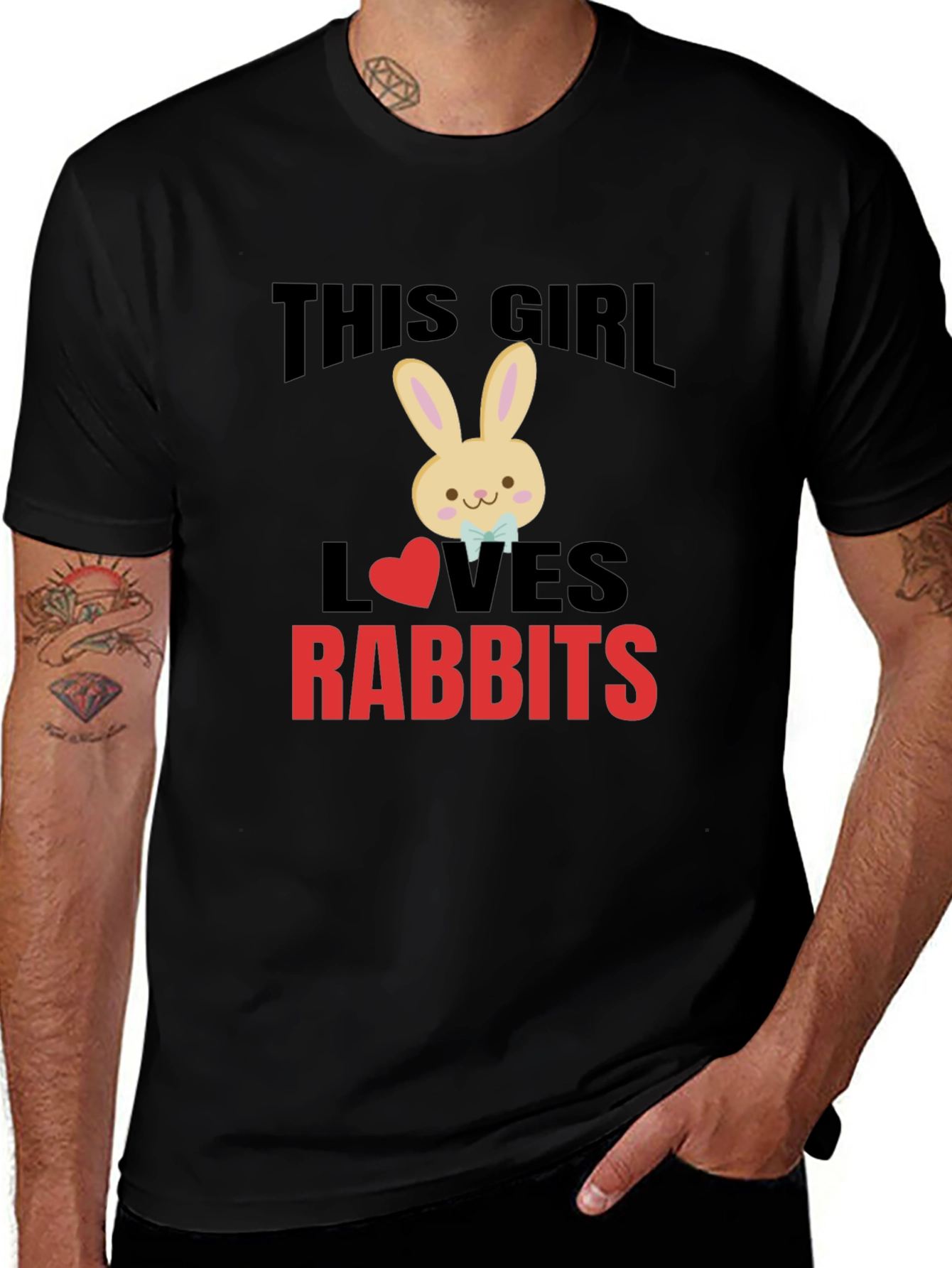 Variant 16 of Cute Bunny T-Shirt - 'This Girl Loves Rabbits' 