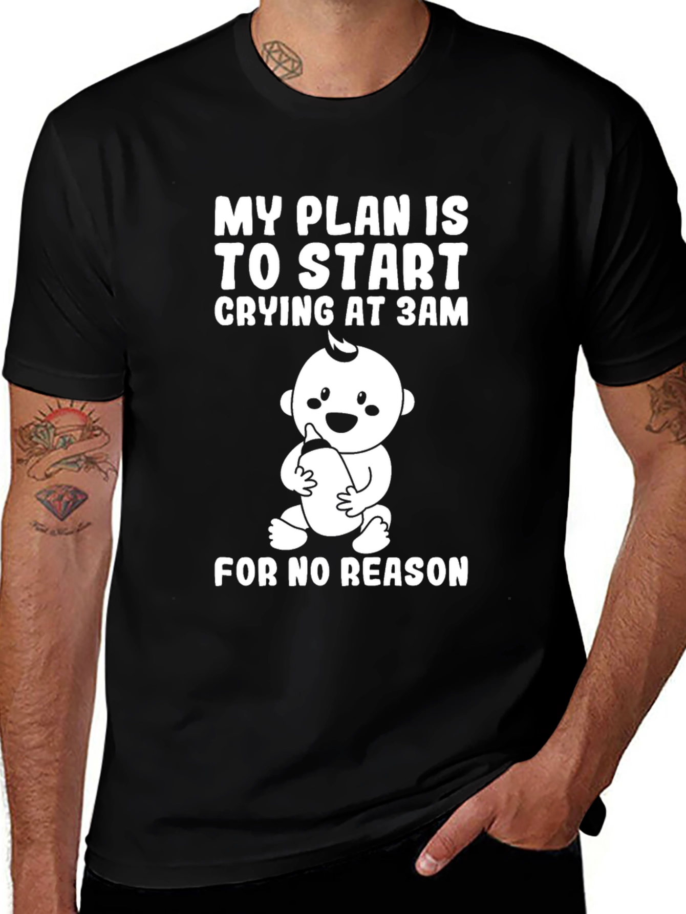 Variant 20 of Funny Baby Crying 3AM Graphic T-Shirt