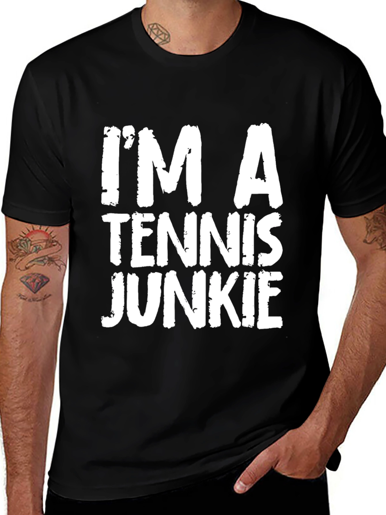 Variant 29 of Tennis Junkie Graphic T-Shirt - Black Cotton Tee