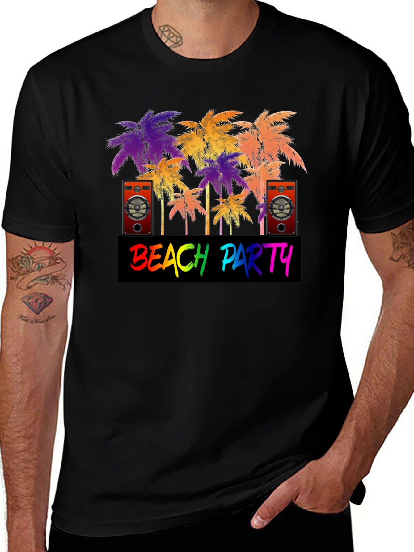 Beach Party Palm Tree Graphic T-Shirt
