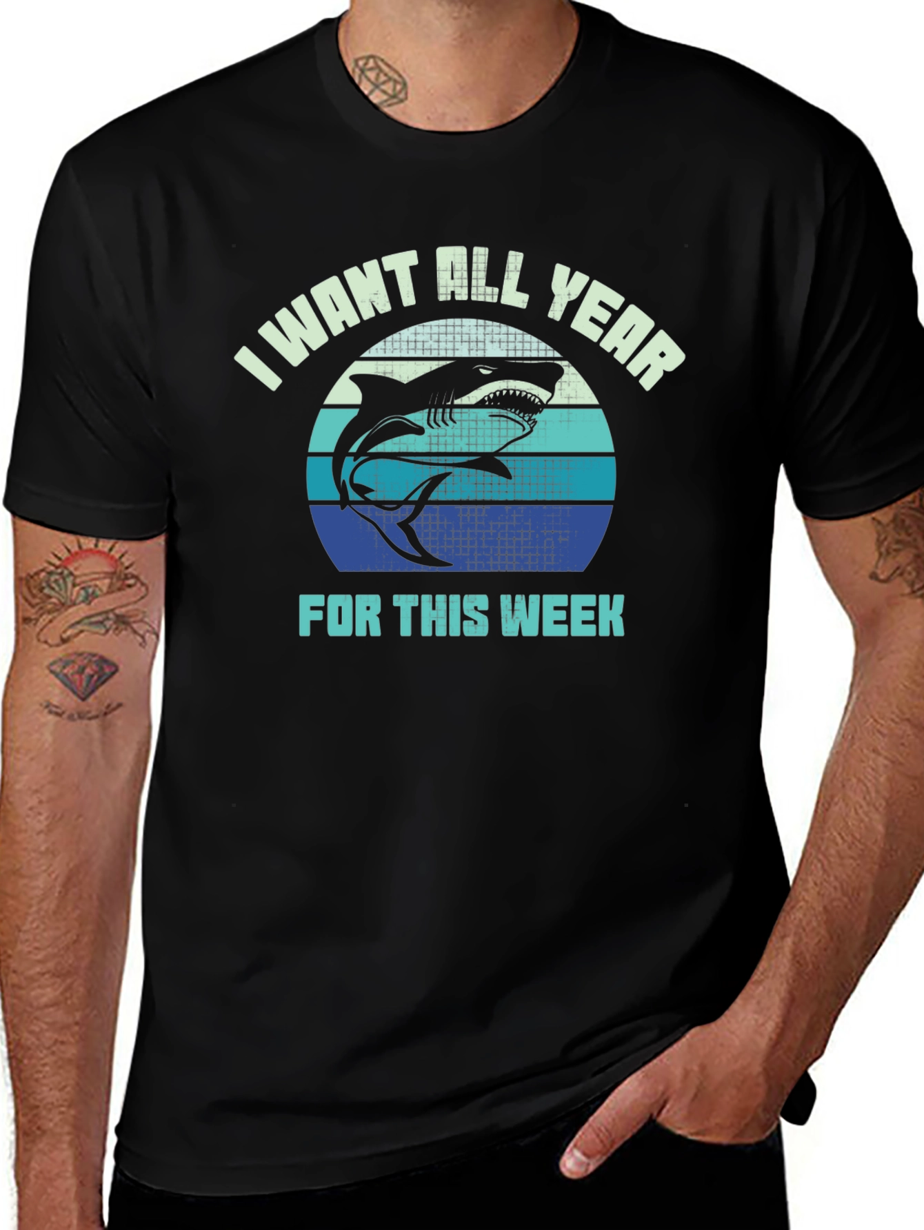 Variant 27 of Shark Week T-Shirt - I Want All Year For This Week Tee