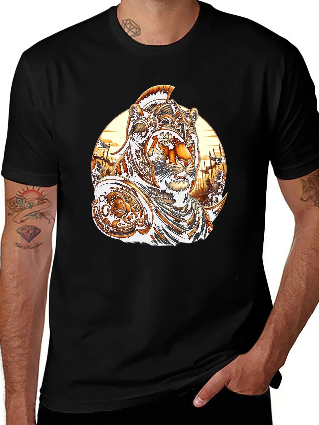 Tiger Gladiator Graphic Tee - Black