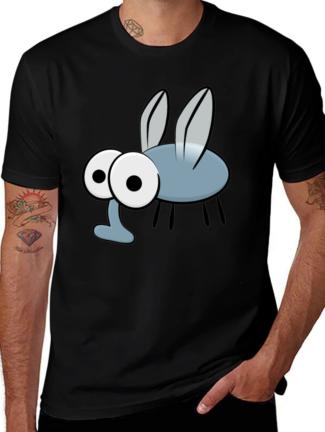 Variant 14 of Cartoon Fly Graphic Print Black T-Shirt