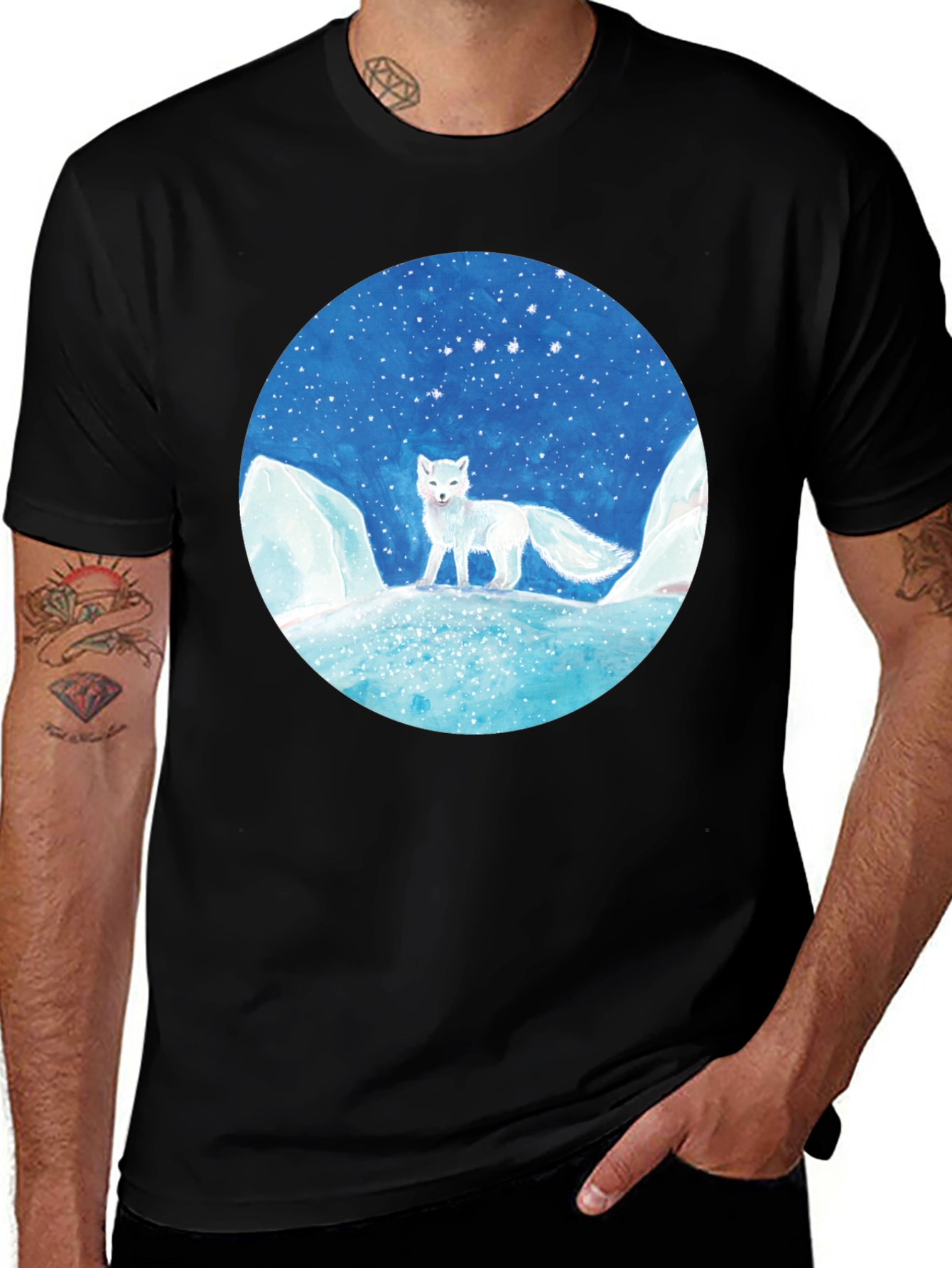 Variant 25 of Arctic Fox Graphic Tee - Unisex Black T-Shirt