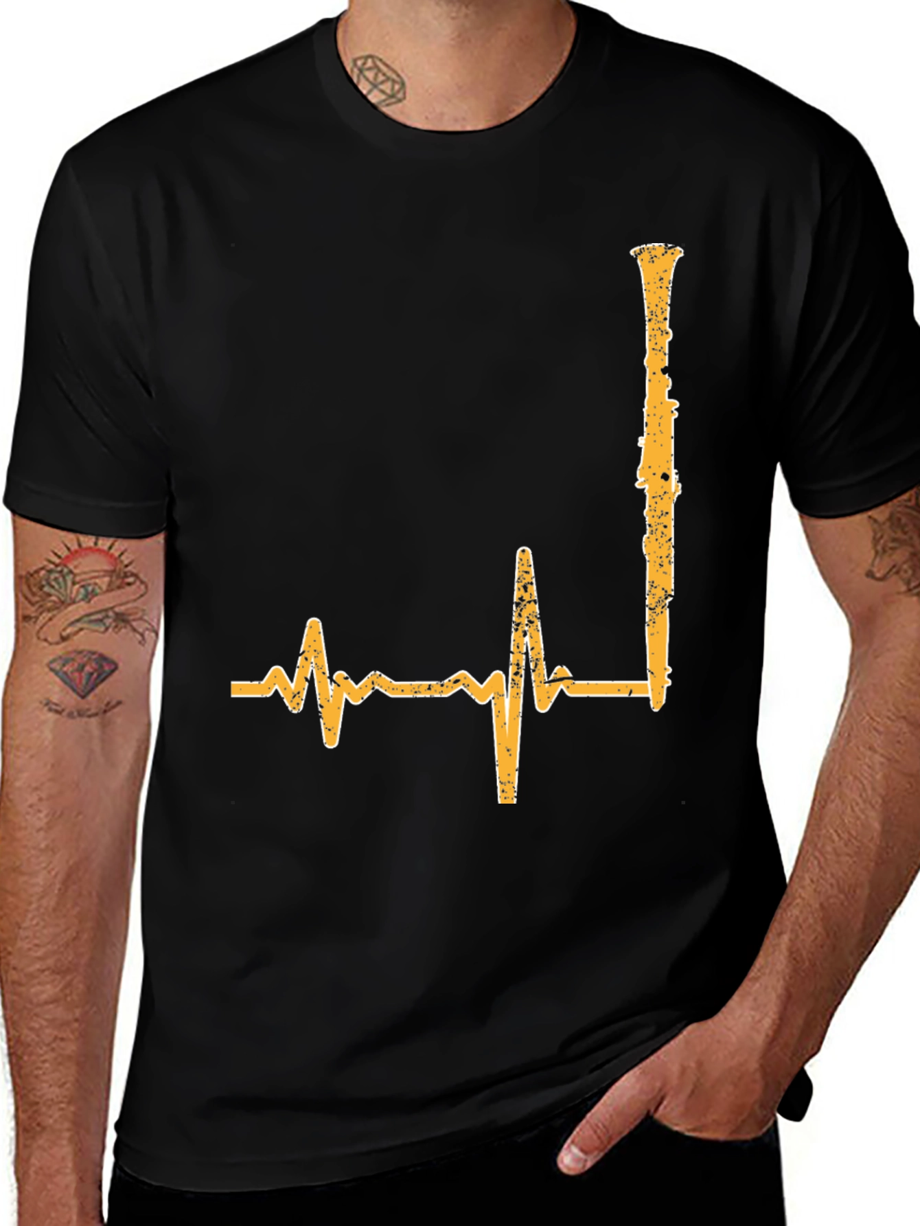 Variant 21 of Musical Heartbeat T-Shirt, Clarinet Pulse Tee