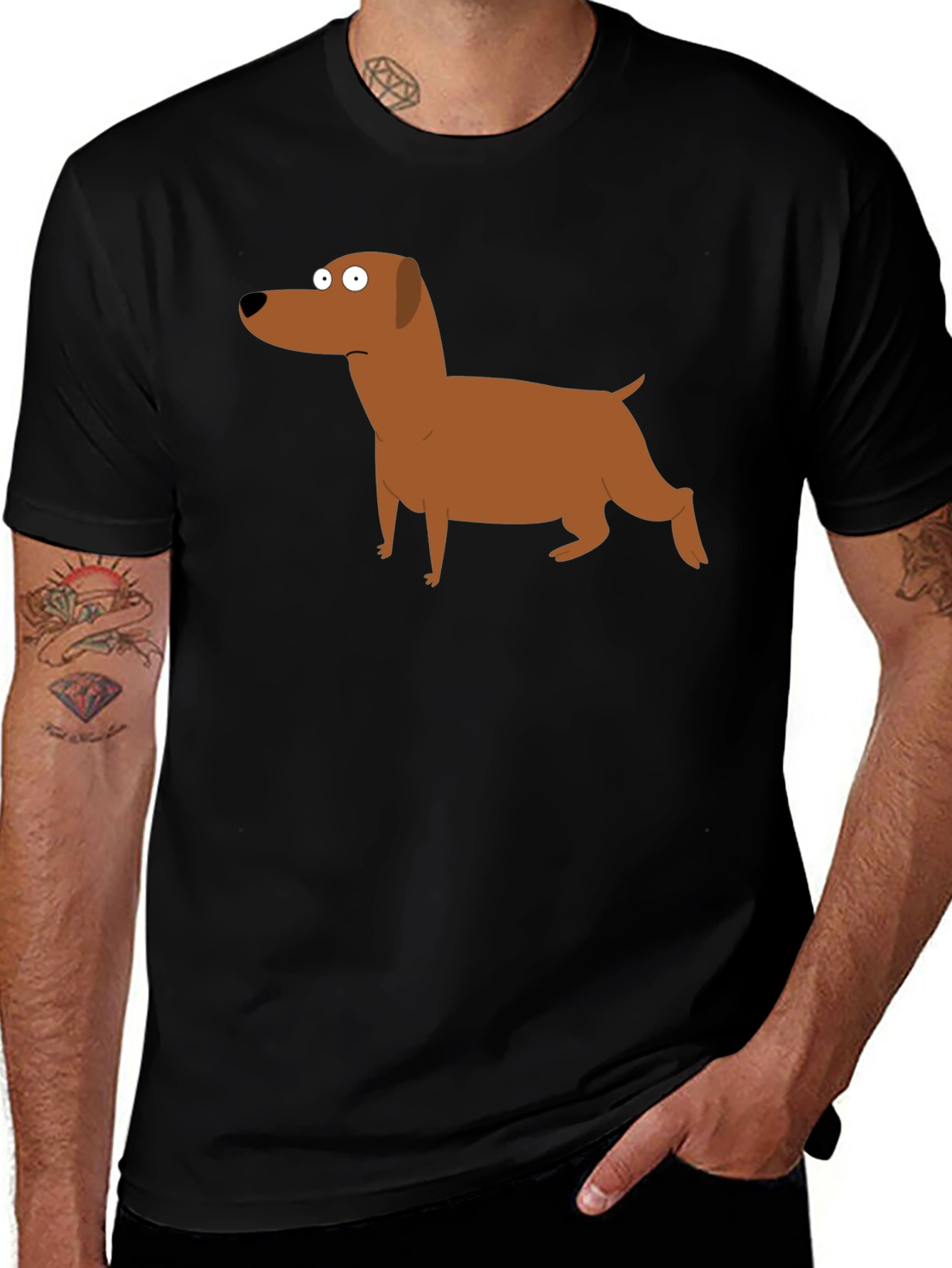 Variant 2 of Funny Cartoon Dog Black T-Shirt