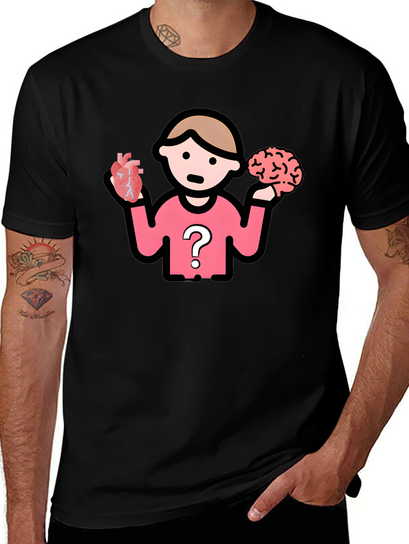 Variant 27 of Heart vs. Brain T-Shirt - Thinker Tee