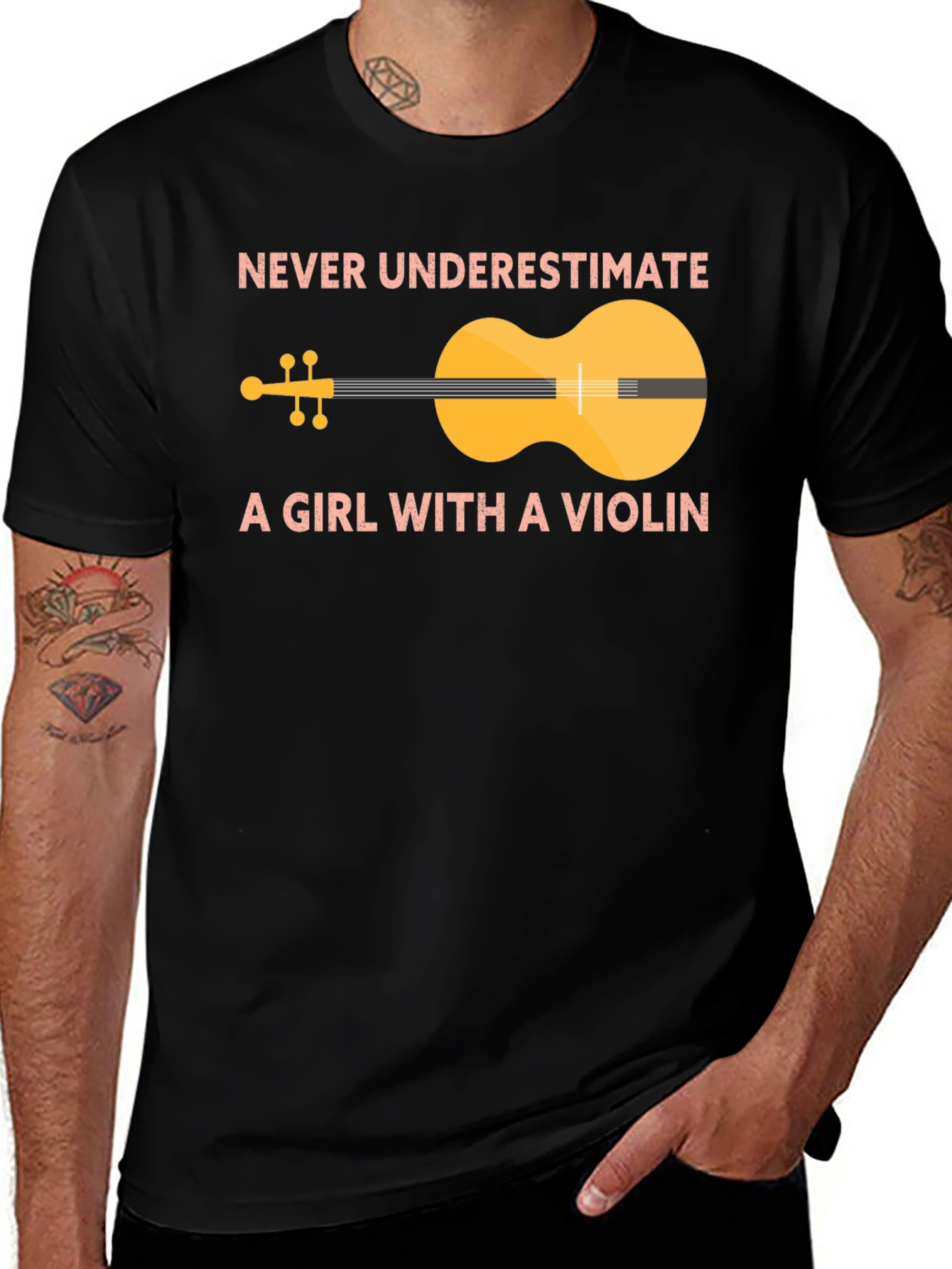 Variant 23 of Never Underestimate a Girl With a Violin T-Shirt