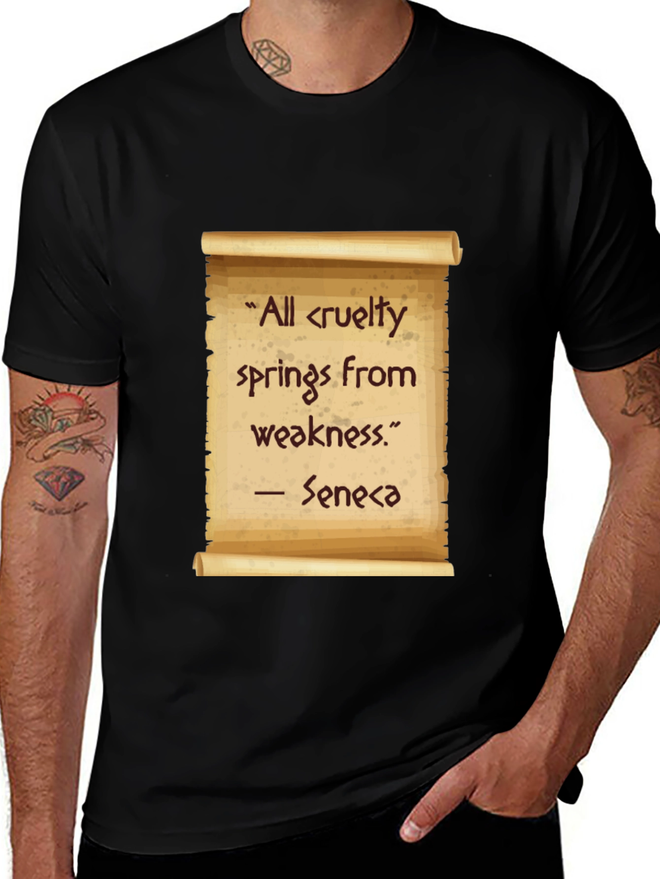 Variant 18 of Seneca Quote T-Shirt - "All cruelty springs from weakness"