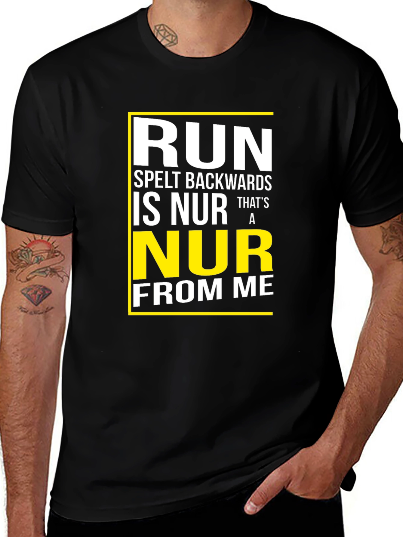 Variant 8 of Run Spelt Backwards Graphic T-Shirt - Funny Run Away From Me Tee