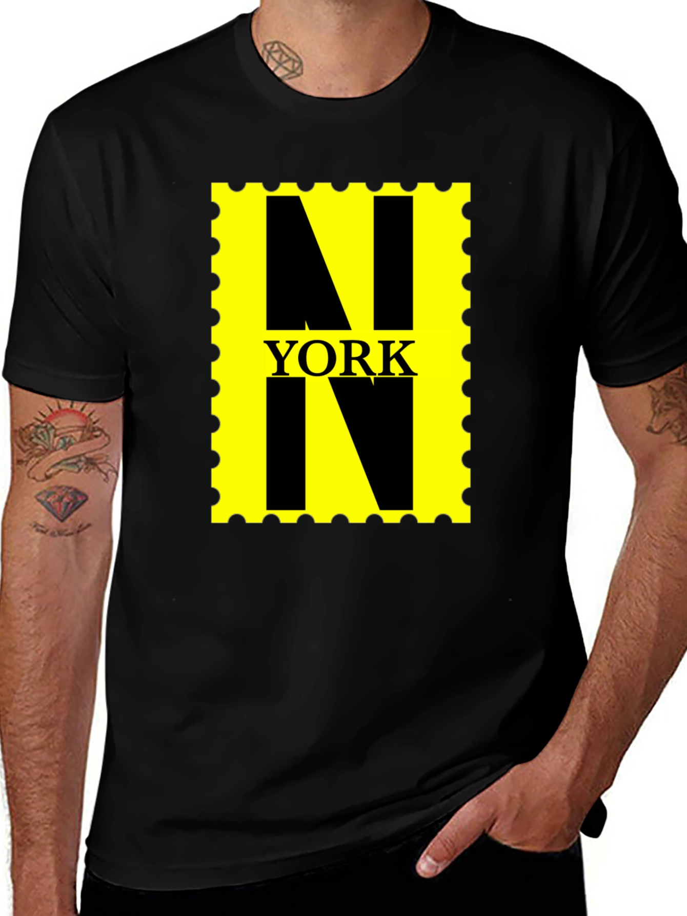 NYC Stamp Graphic Tee - Stylish Black Cotton T-Shirt