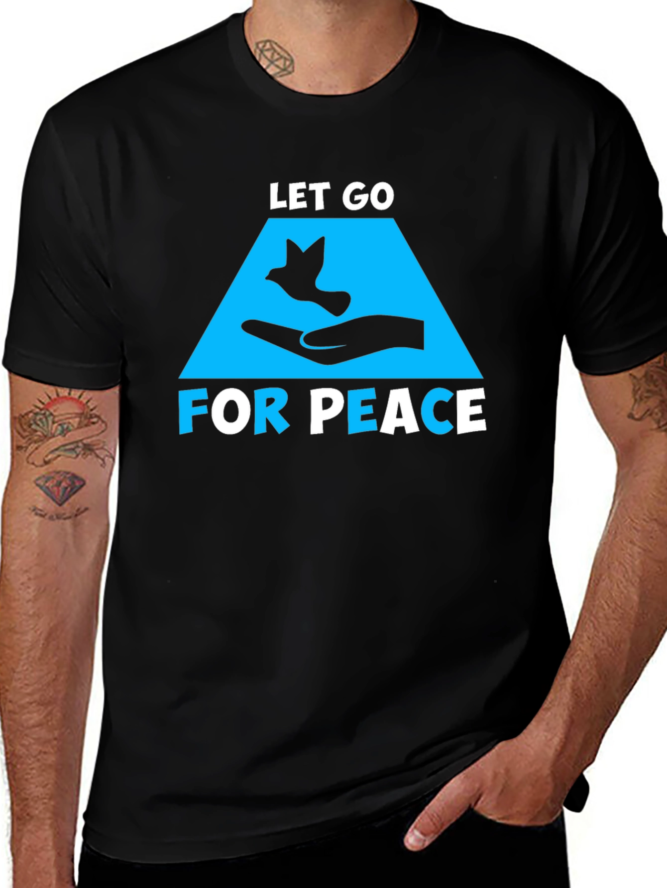 Black Let Go For Peace Graphic Tee - Relaxed Fit main image