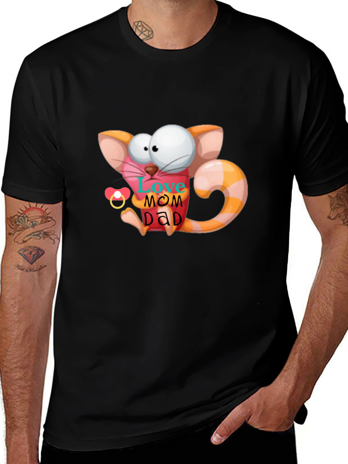 Variant 9 of Cute Cartoon Cat Love Mom Dad Graphic T-Shirt