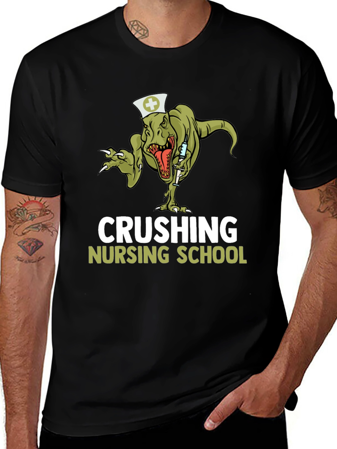 Variant 21 of Crushing Nursing School T-Shirt - Dinosaur Nurse