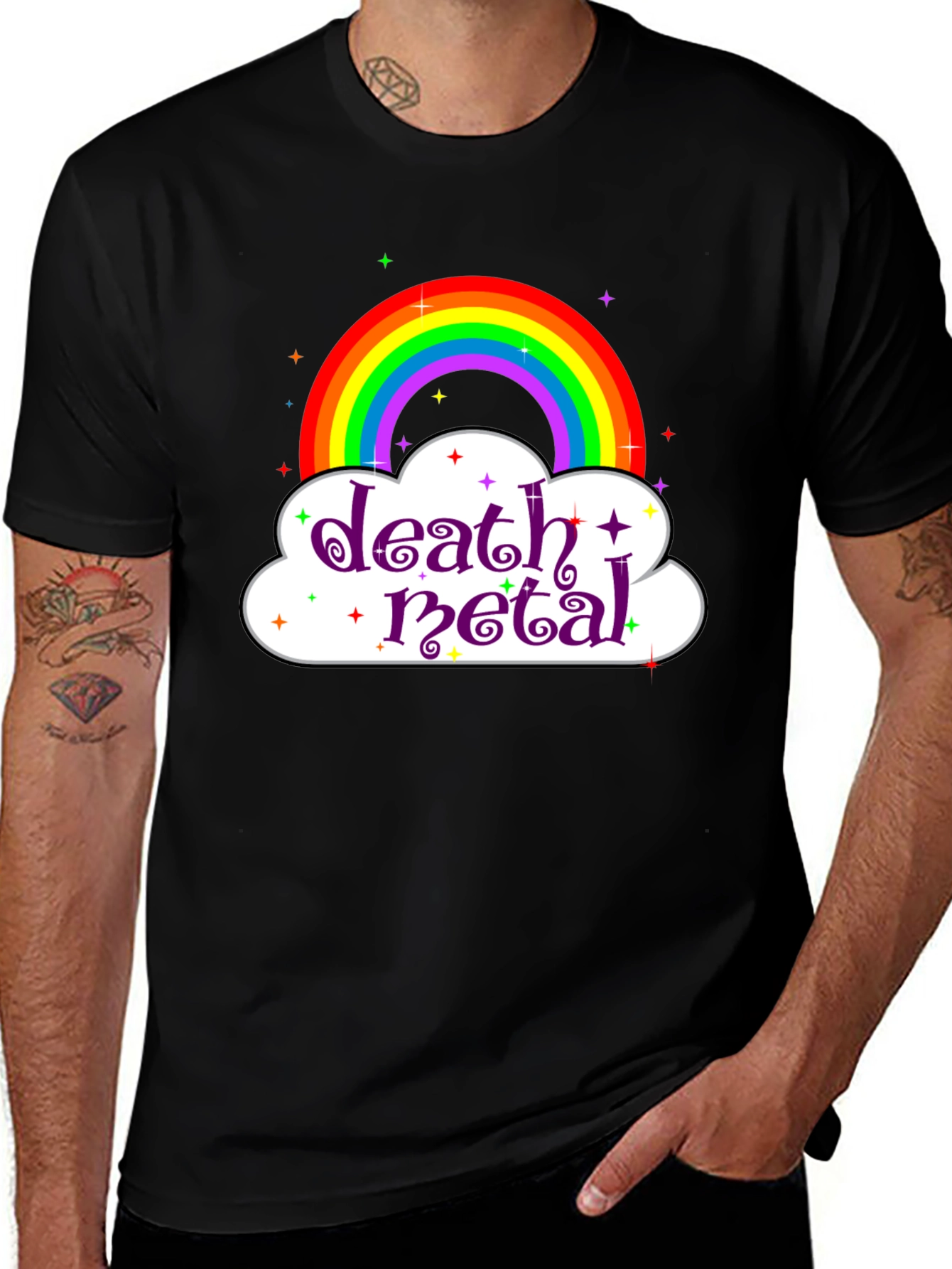 Variant 4 of Death Metal Rainbow Graphic Tee - Black