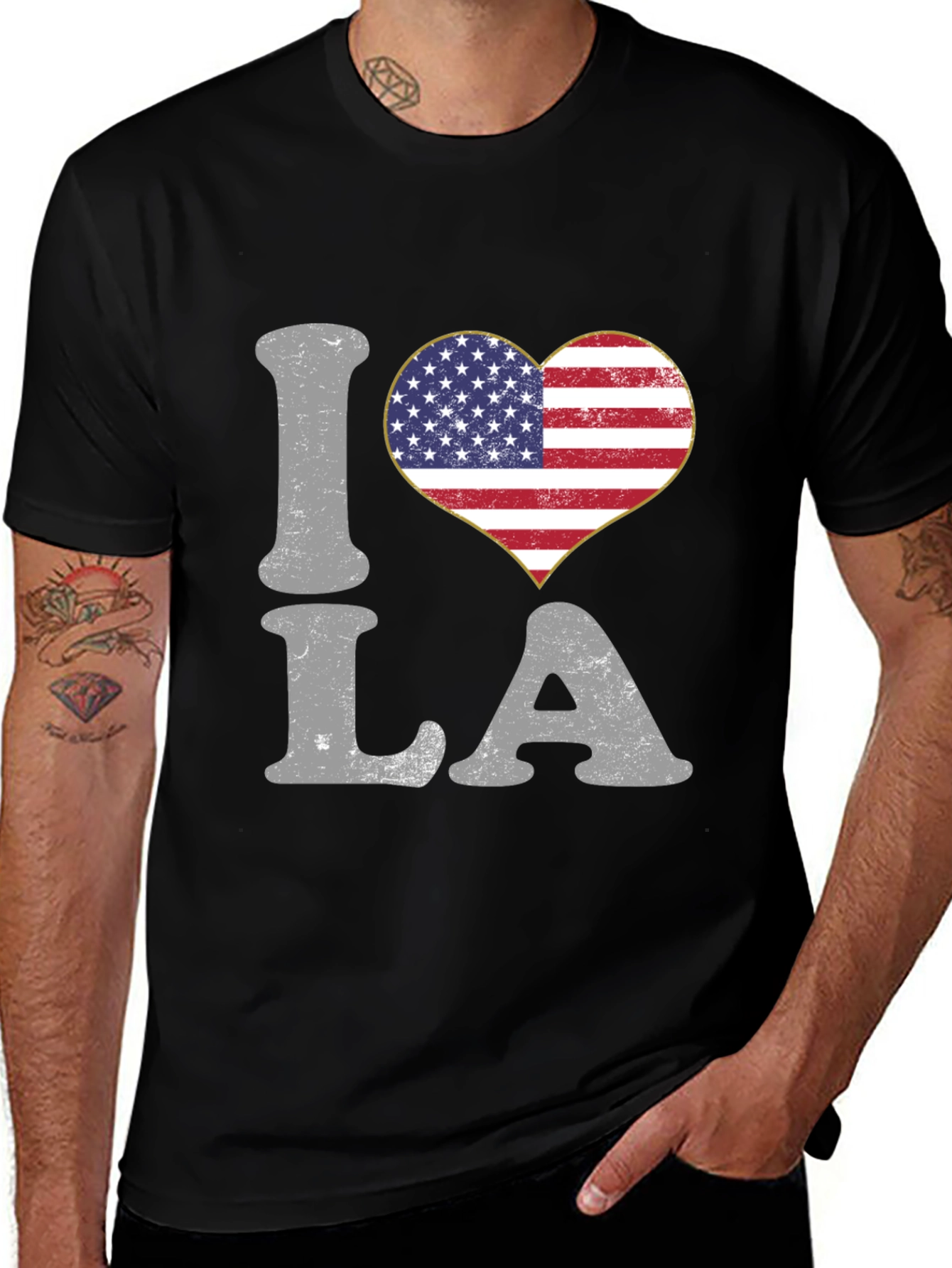 Variant 20 of I Heart LA Patriotic Graphic T-Shirt