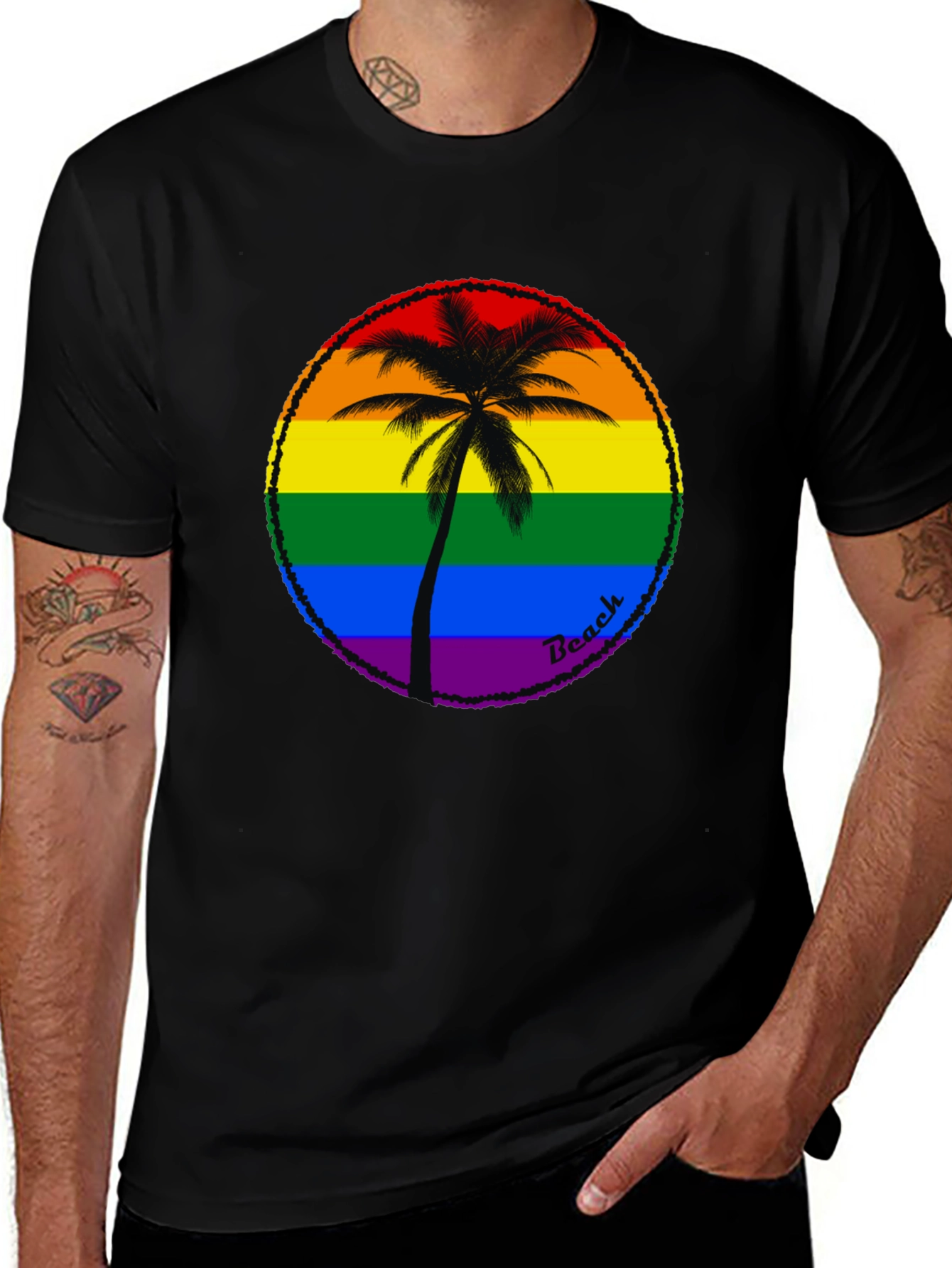 Variant 20 of Rainbow Palm Tree Beach T-Shirt