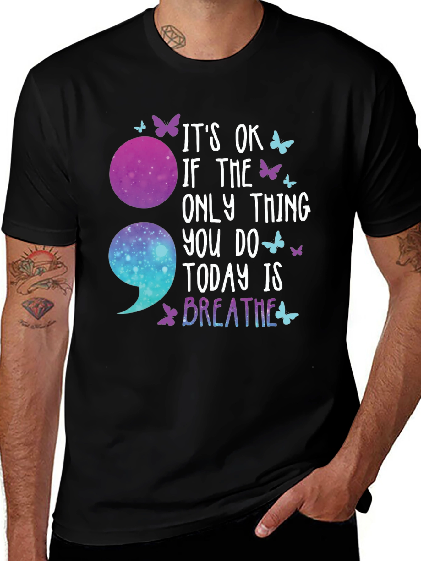 Variant 26 of It's Ok Breathe Semicolon T-Shirt