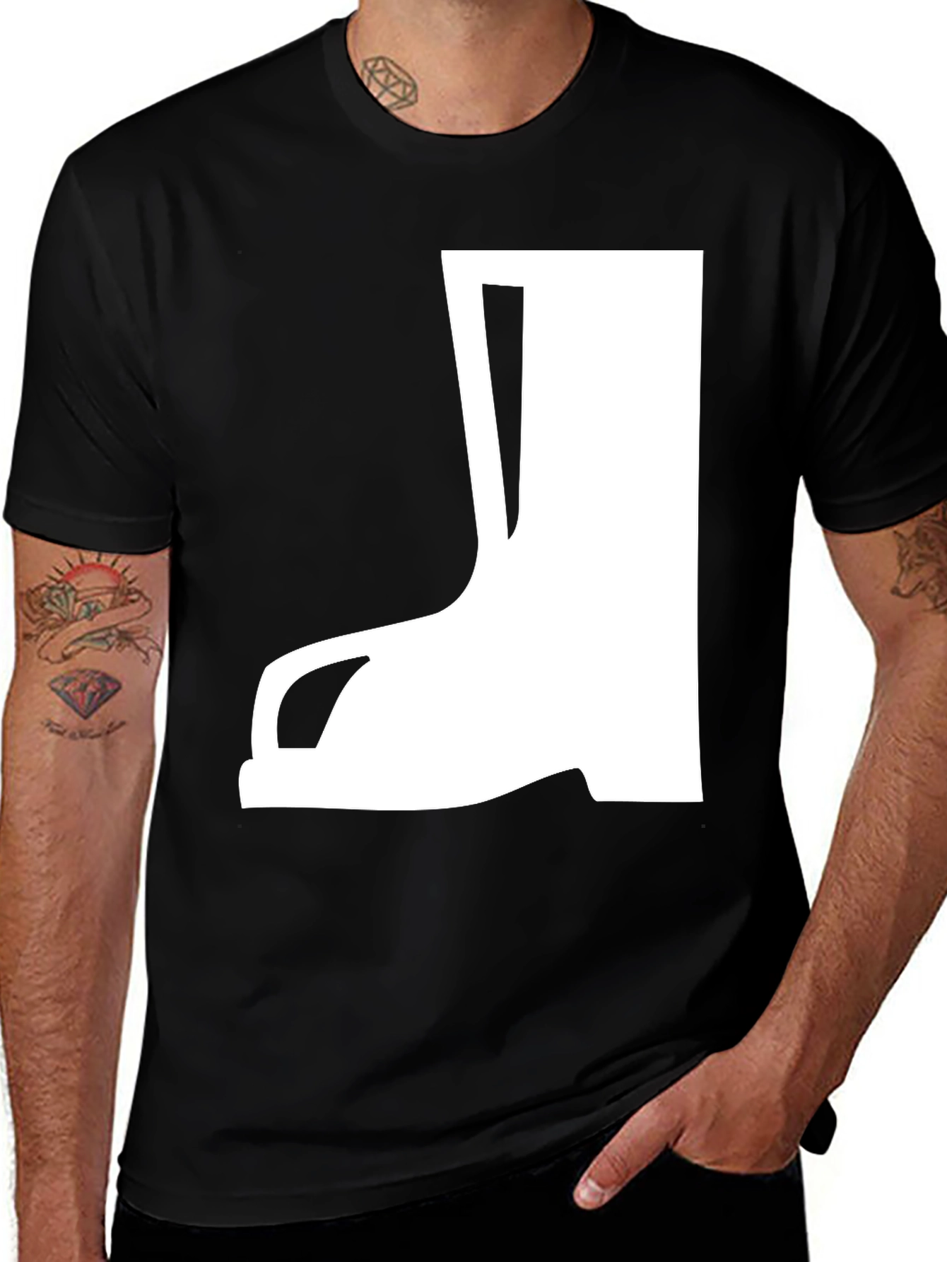 Boot Graphic T-Shirt - Casual Black Tee
