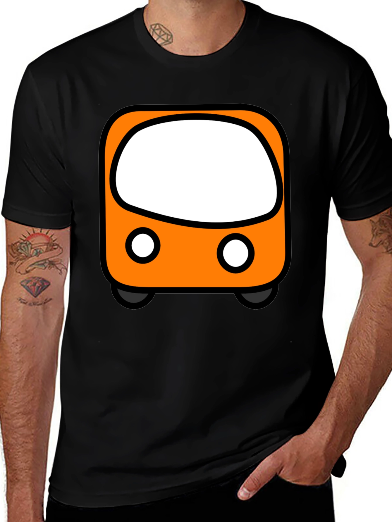 Variant 4 of Cartoon Bus Graphic Tee - Black Unisex T-Shirt