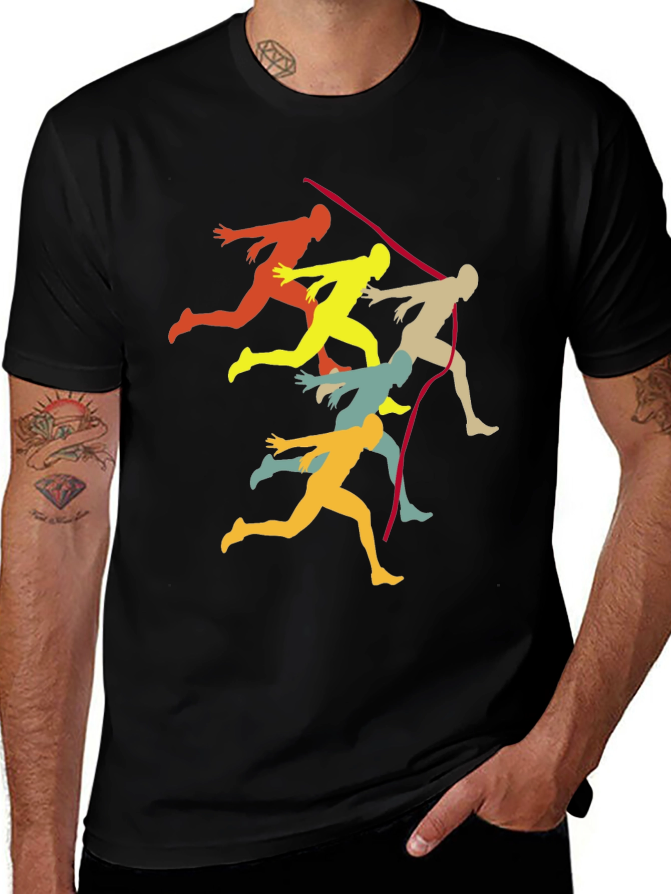 Variant 17 of Retro Runner Graphic Tee - Black Cotton T-Shirt