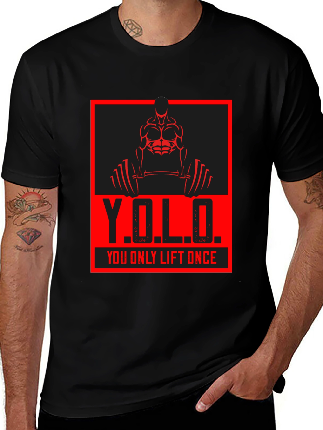 Variant 10 of YOLO You Only Lift Once Gym Black T-Shirt