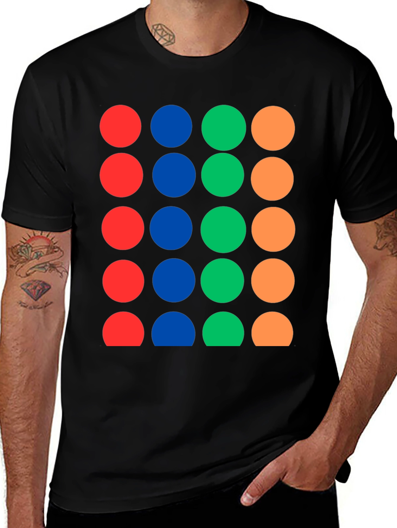 Variant 12 of Colorful Dots Graphic Black T-Shirt