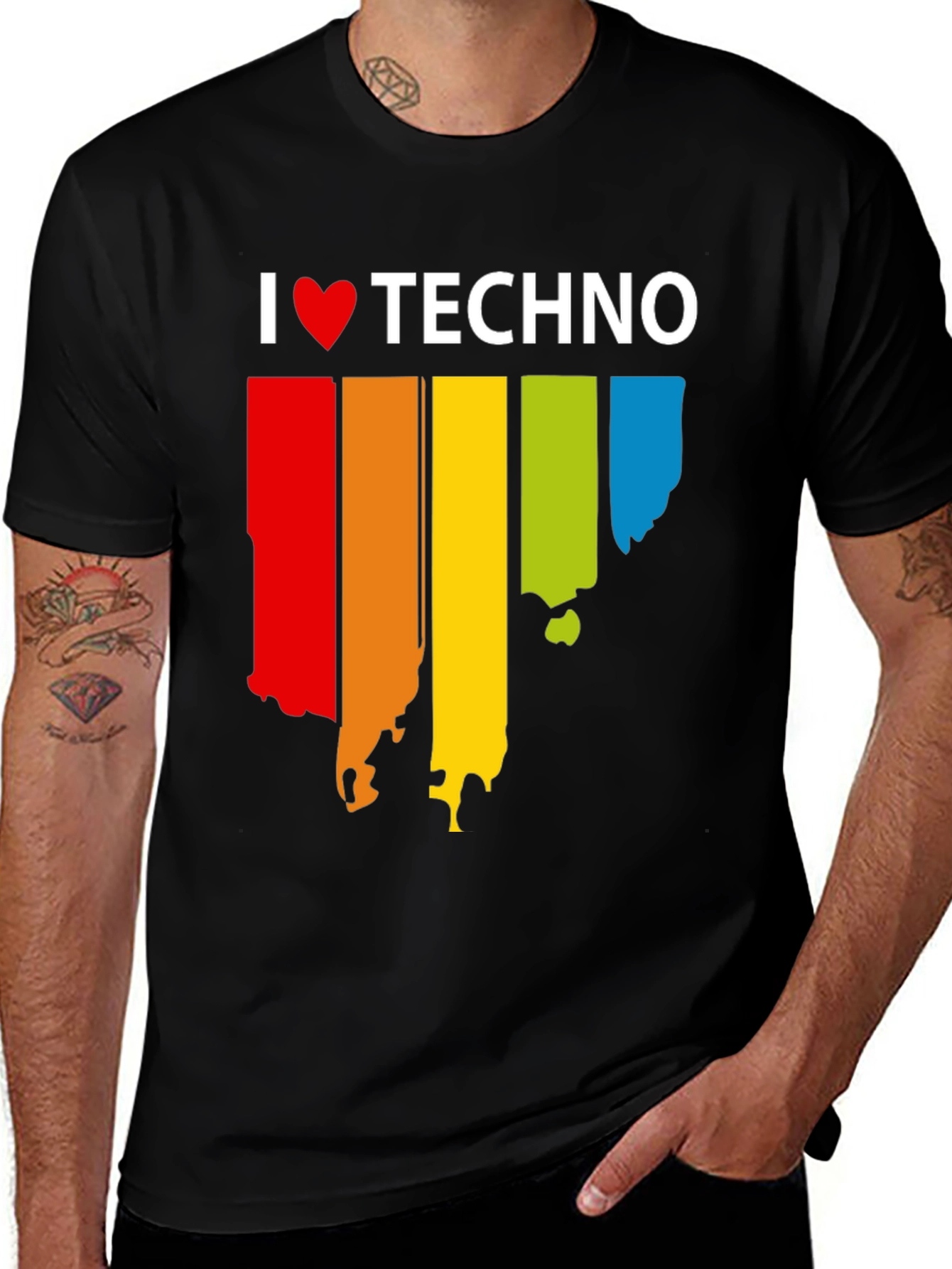 I Love Techno Rainbow T-Shirt | Music Lover Tee