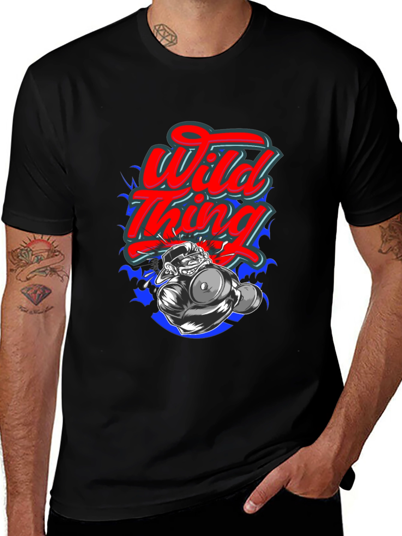 Variant 24 of Wild Thing Cartoon Graphic Black T-Shirt