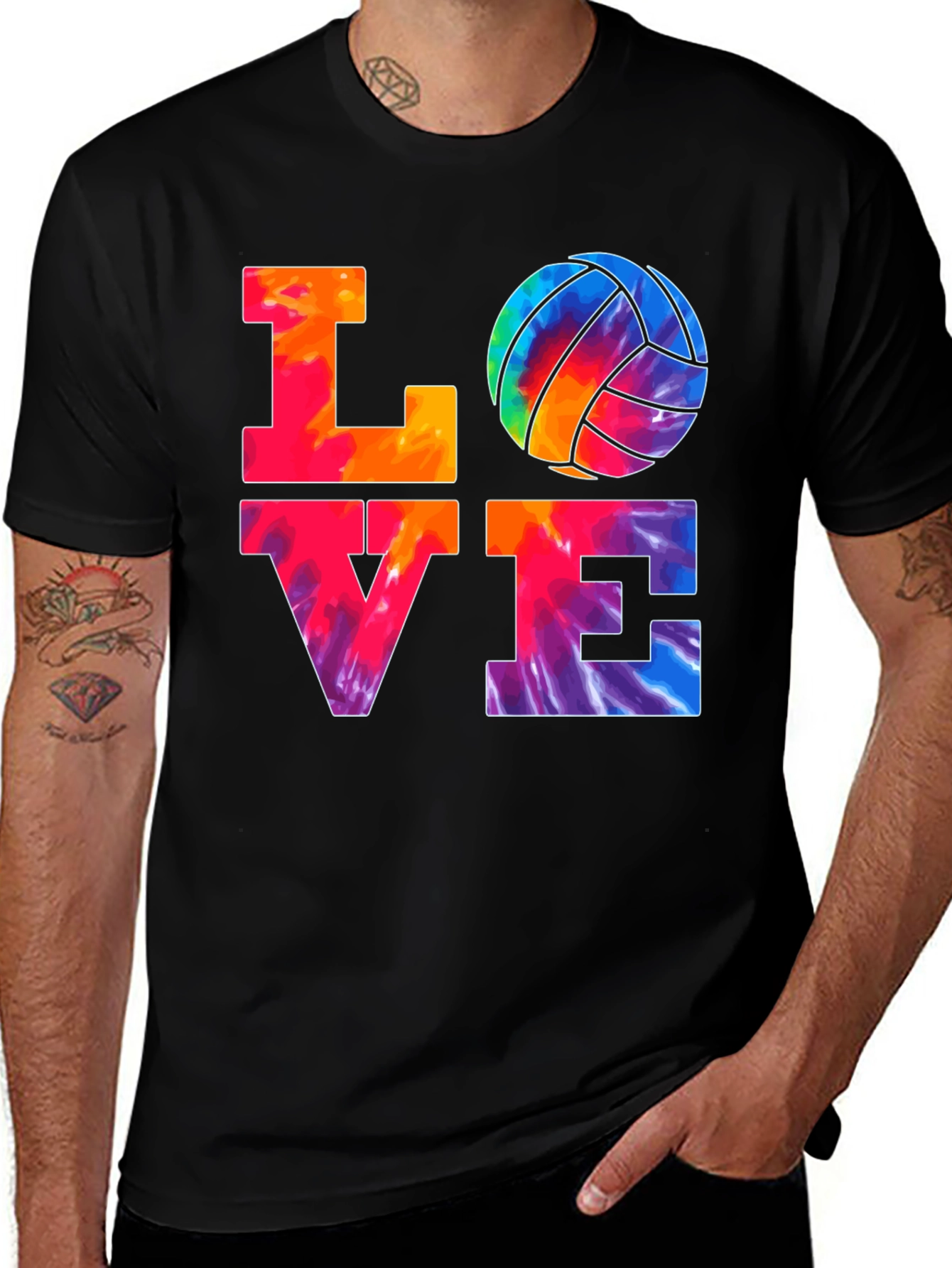 Variant 7 of Tie Dye Volleyball Love Graphic T-Shirt