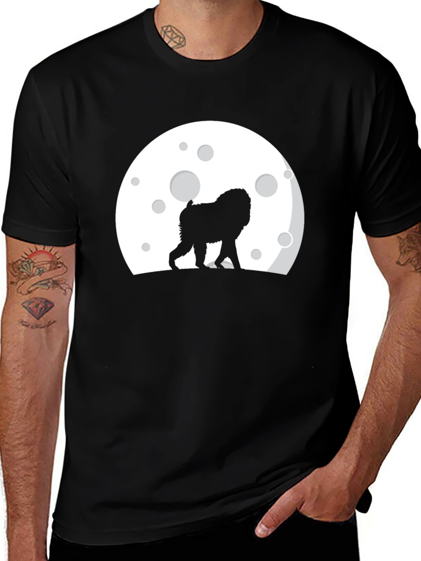 Variant 10 of Dog Moon Silhouette Graphic Tee