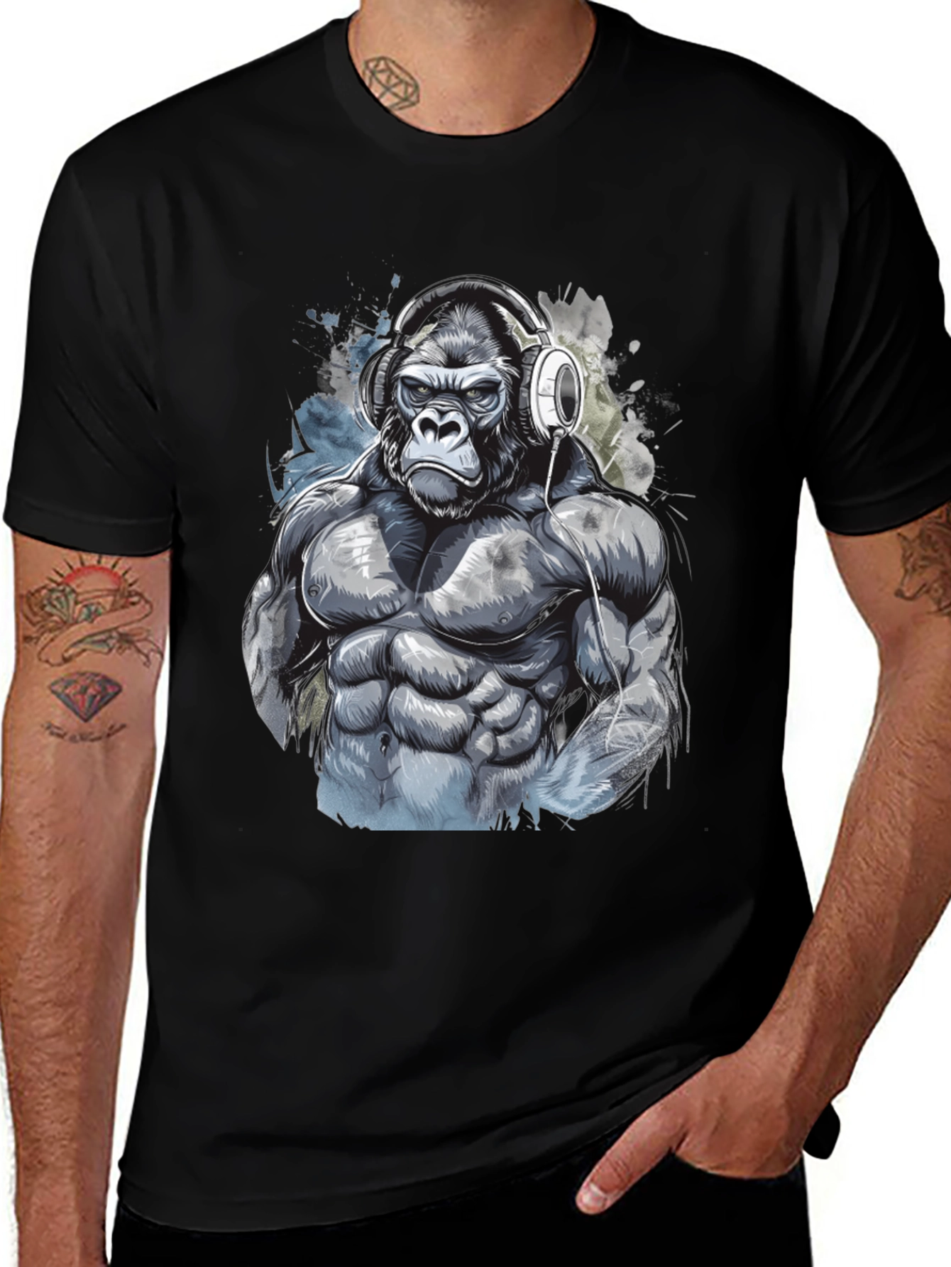 Variant 7 of Gorilla Gym T-Shirt - Black Graphic Tee