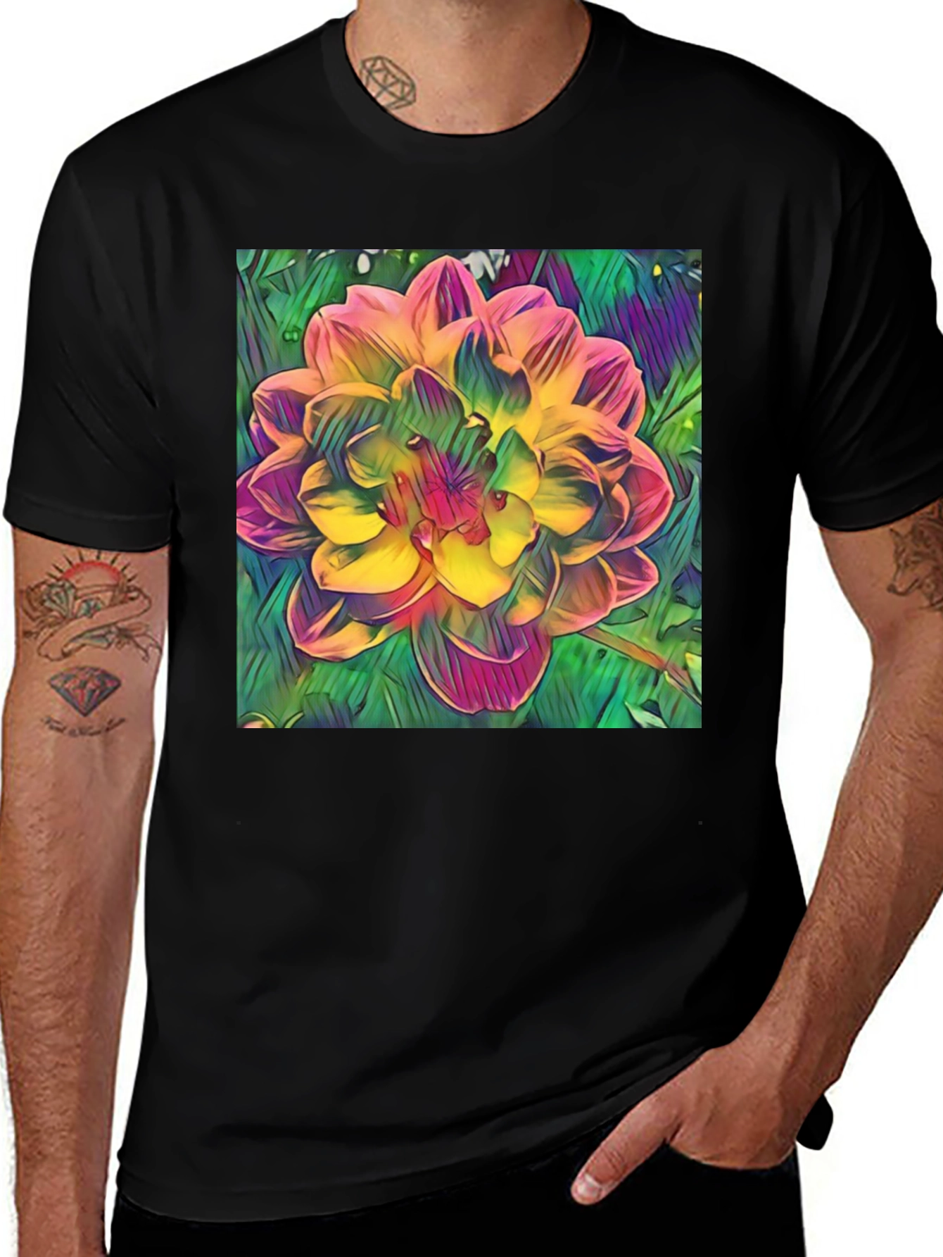 Variant 11 of Floral Graphic Black Tee