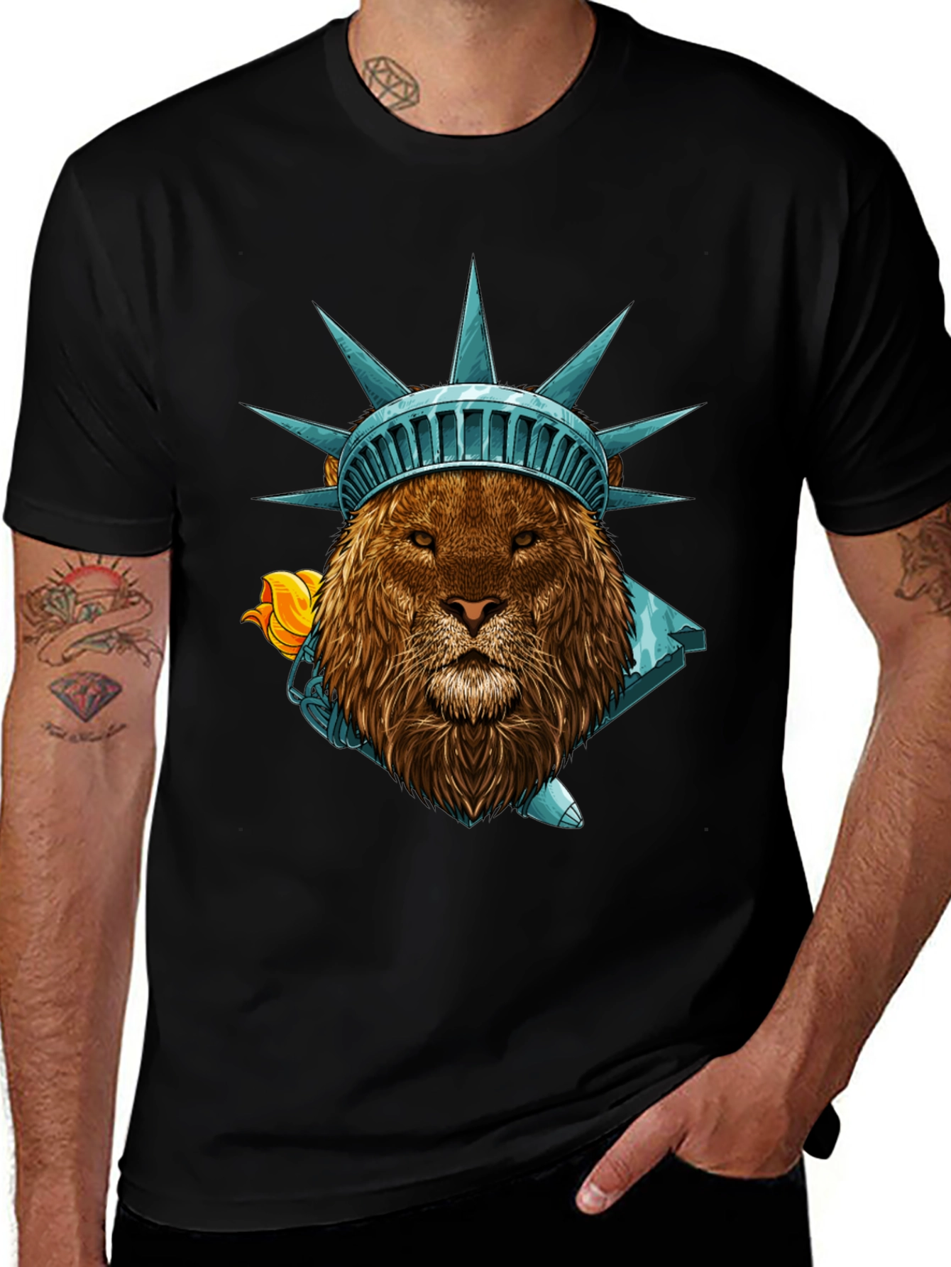 Variant 18 of Statue of Liberty Lion Graphic T-Shirt