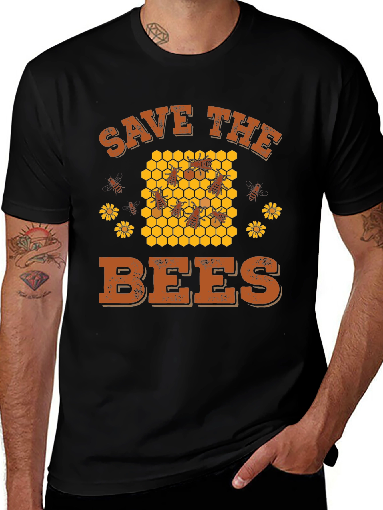 Variant 21 of Save the Bees Graphic Tee - Black