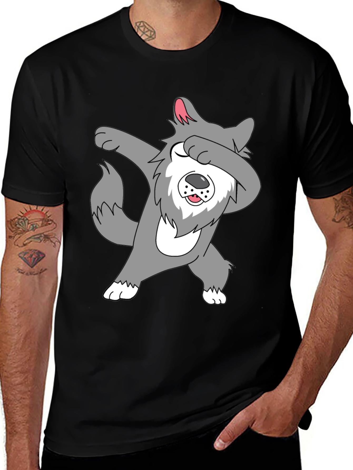 Variant 25 of Dabbing Wolf Graphic Tee - Funny Animal T-Shirt